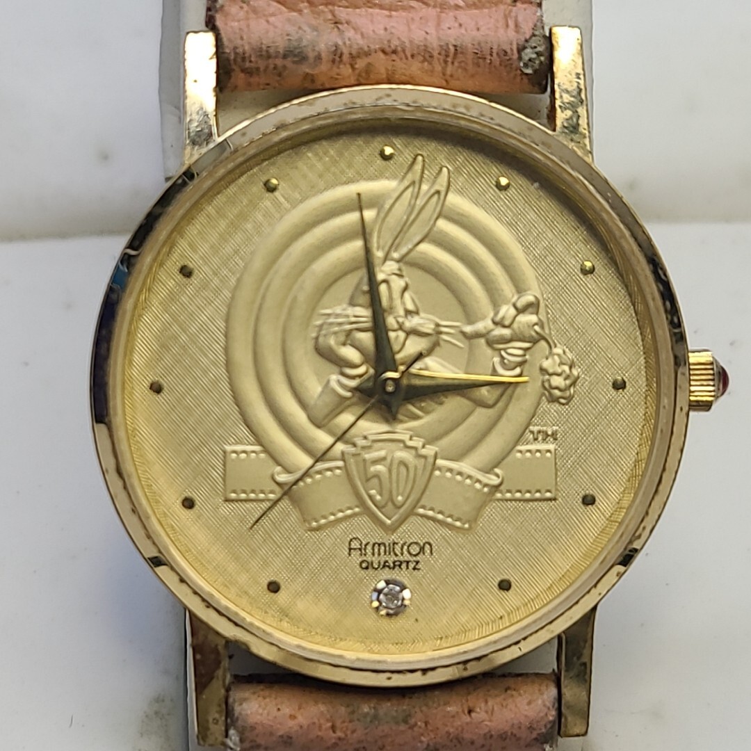 Armitron Bugs Bunny 50th Gold Diamond Quartz 1989 Watch For Parts Not Working