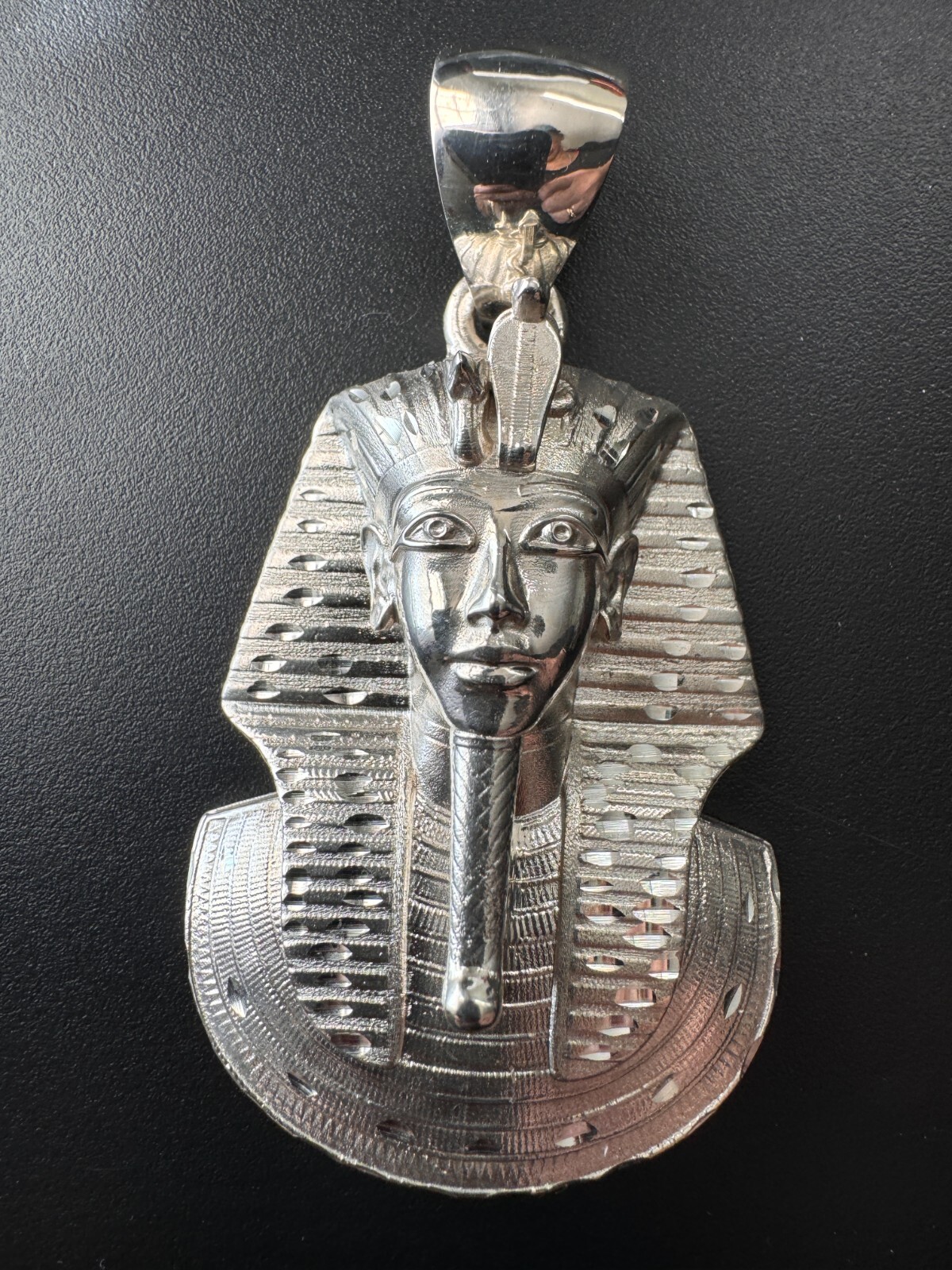2.75″ Large Pharaoh King Tut Pendant Ancient Egypt Royalty Charm 925 45.4g