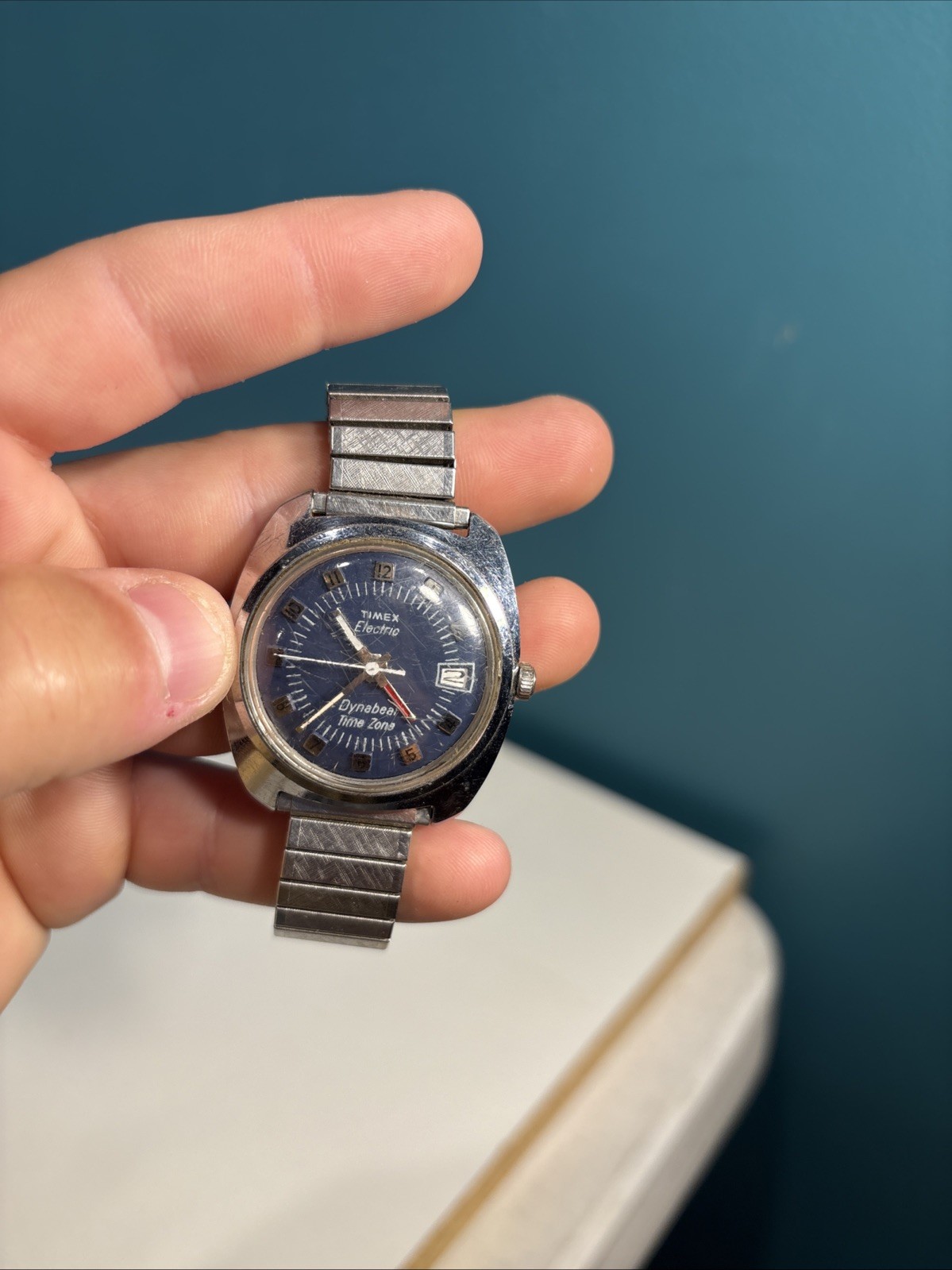 Timex Electric Dynabeat Time Zone 36mm Blue Dial Untested & In As Is Conditions