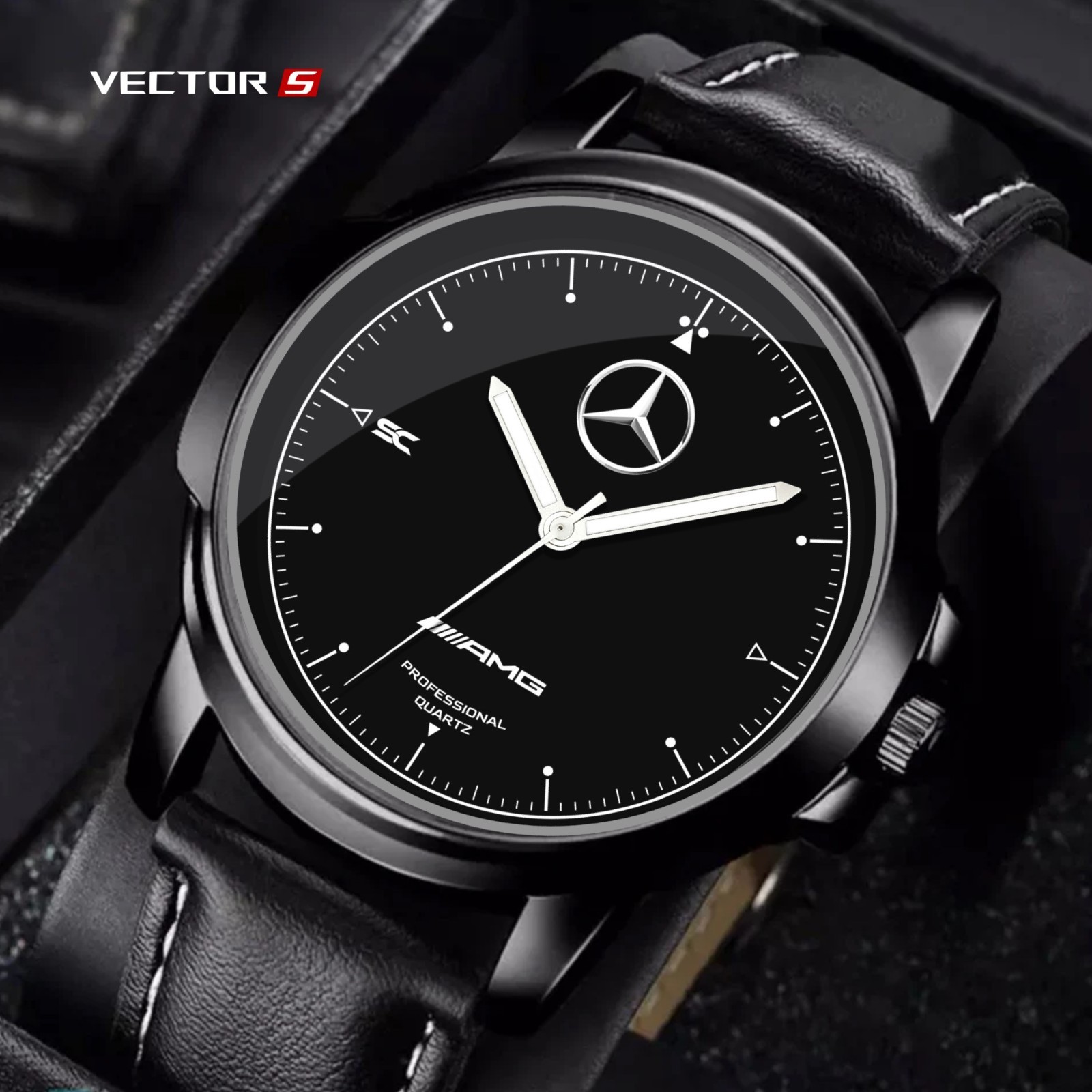 Wristwatch Quartz Fan Art Mercedes Benz Sport AMG Professional Black