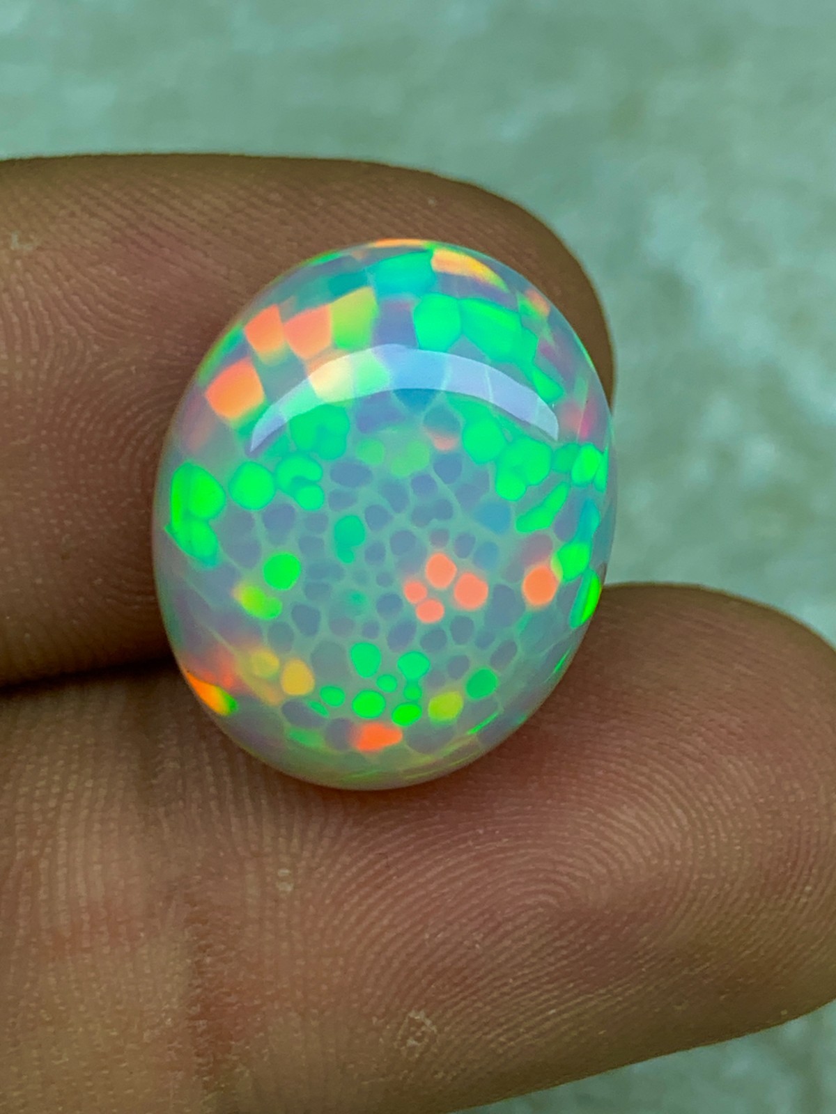 Perfect Honeycomb 12.90crt Natural Ethiopian Welo Opal Oval Cabochon Loose Gem