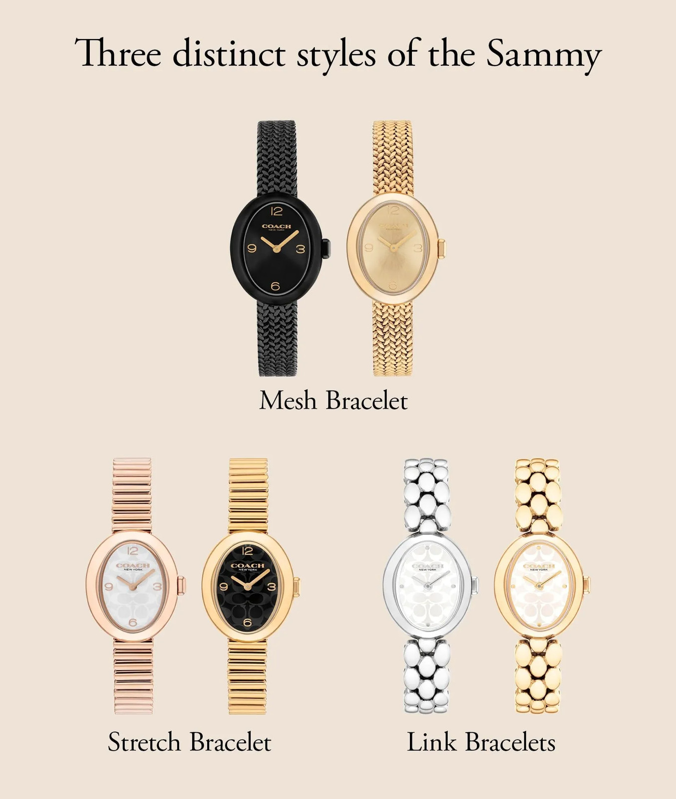 Coach 14504569 Women’s Sammy 2H Quartz Watch 22.5mm Oval Stainless Steel Mesh