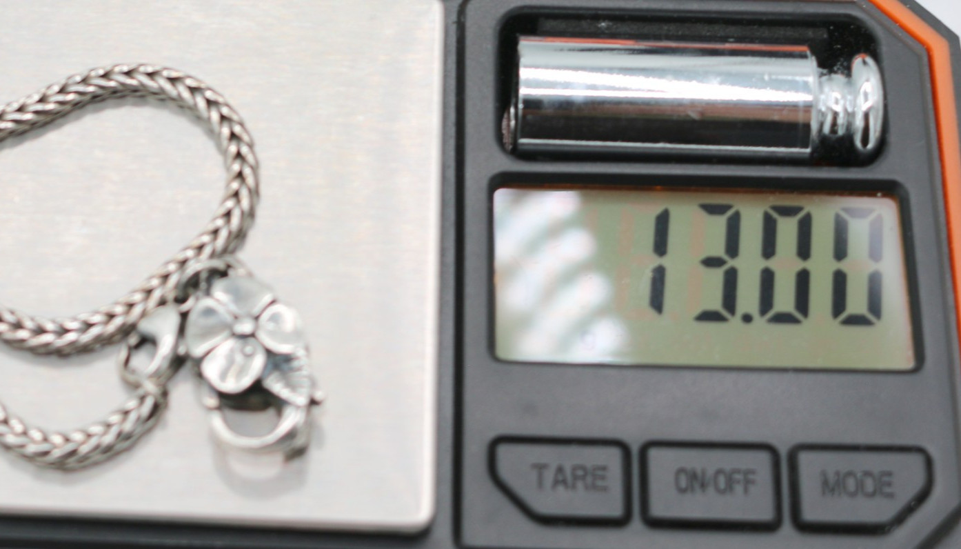 Trollbeads Foxtail Charm Big Flower Clasp Bracelet Sterling Silver 925 LAA 7.5″