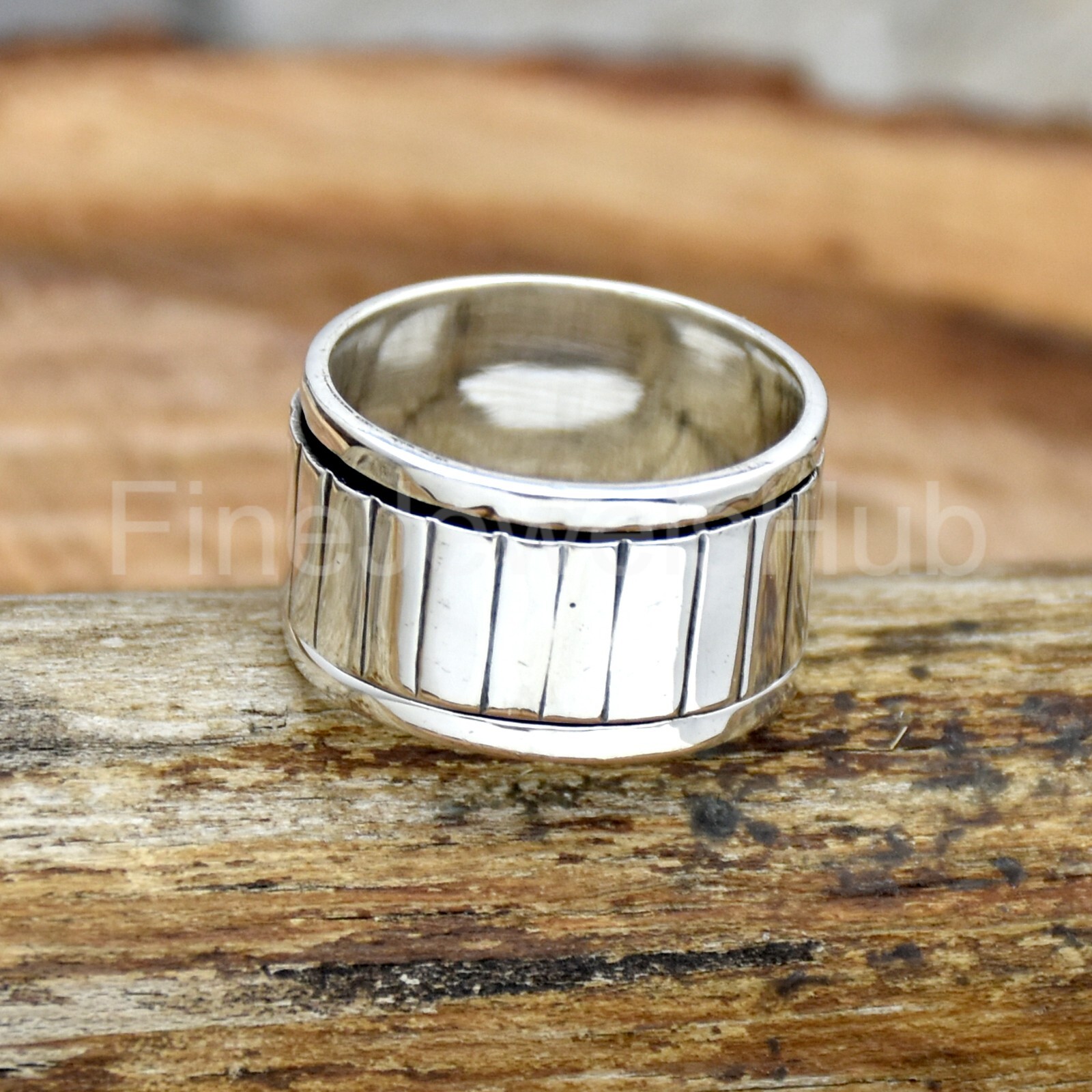 Spinner Ring 925 Sterling Silver Ring Wide Band Ring Handmade Silver Ring Thumb