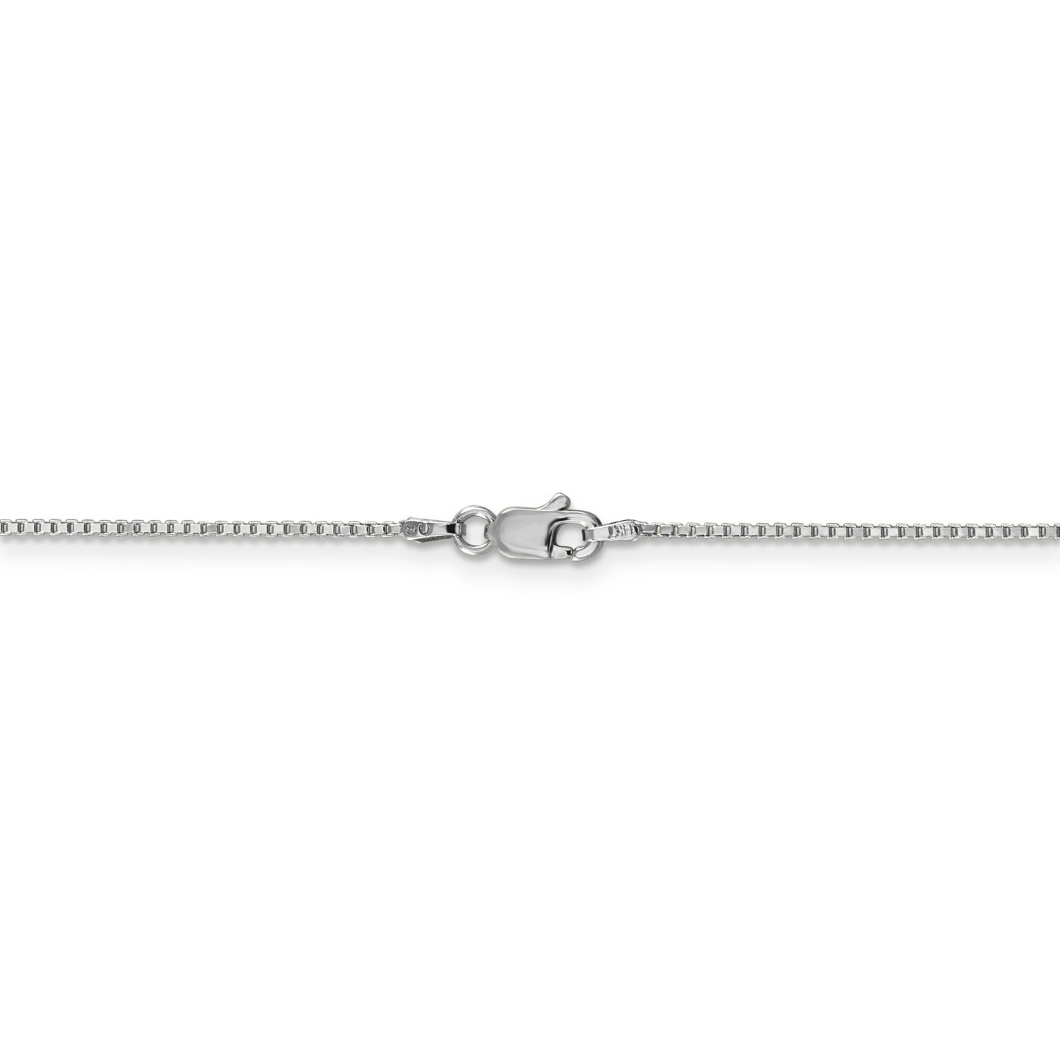 14k White Gold 1mm Solid Plain Box Link Chain w/ Lobster Clasp 14″ – 30″