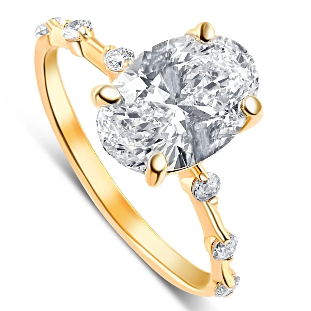 2.75 Ct Oval Cut Natural Lab Grown Diamond Wedding Ring 14K Yellow Gold Sz 7