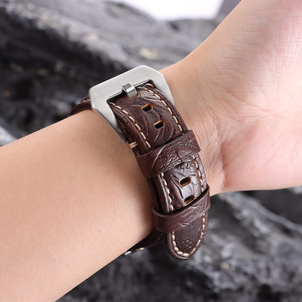 Quick Release Genuine Leather Watch Band 20/22/24/26mm Universal Carved strap