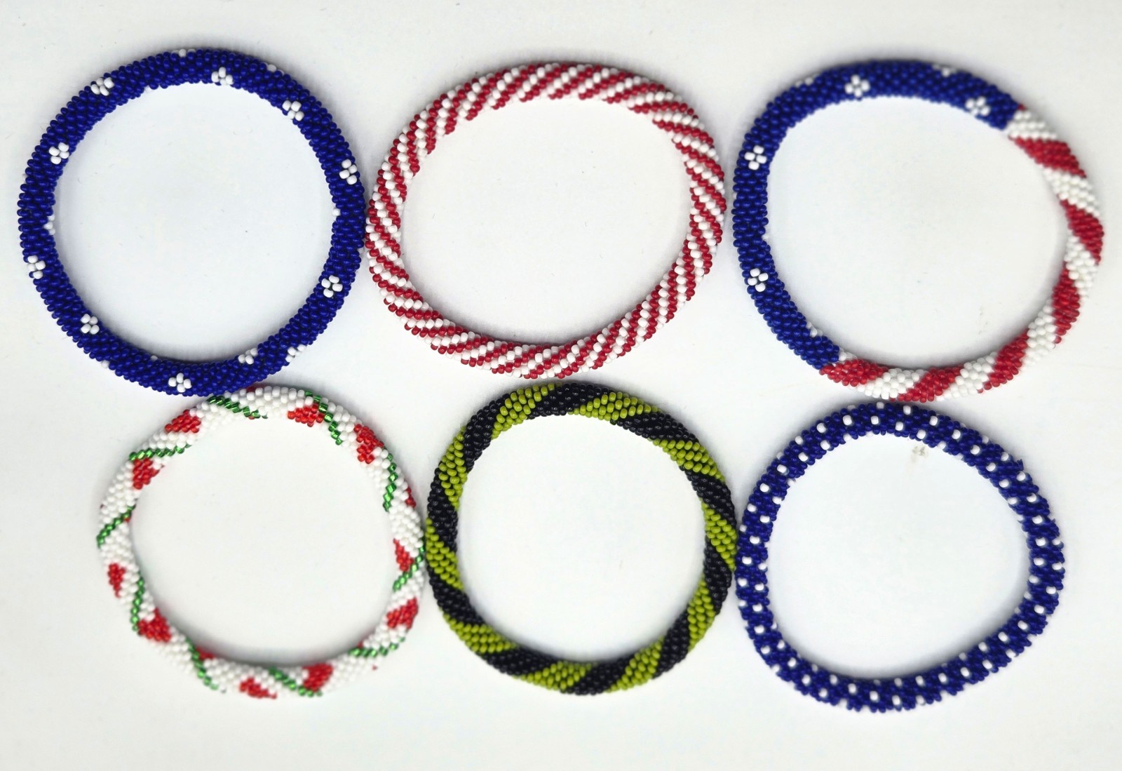 6 PCS NEPAL Glass Seed Bead Handmade Beaded Crochet Roll On Bracelets-Jewelry