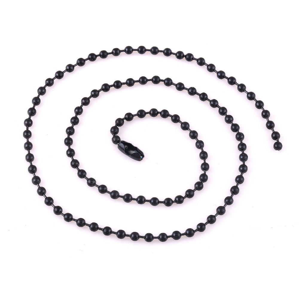 Black Stainless Steel 60 cm (23.5) Inch 1.5 mm Ball Link Chain Necklace