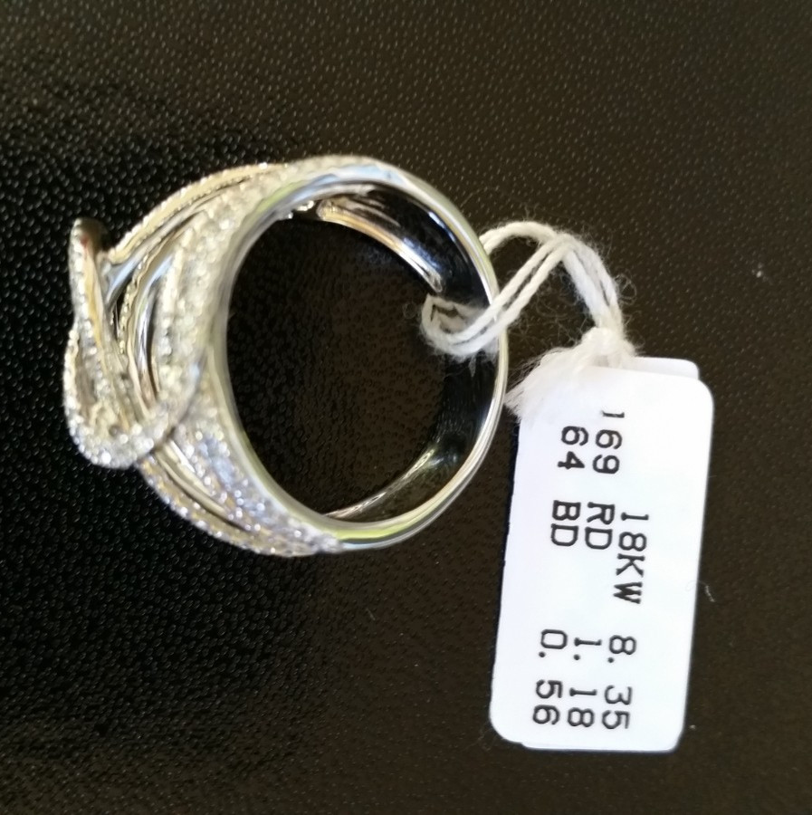 18k White Gold and 1.74ct TDW, Diamond Cluster Dress Ring. M size. New/Box