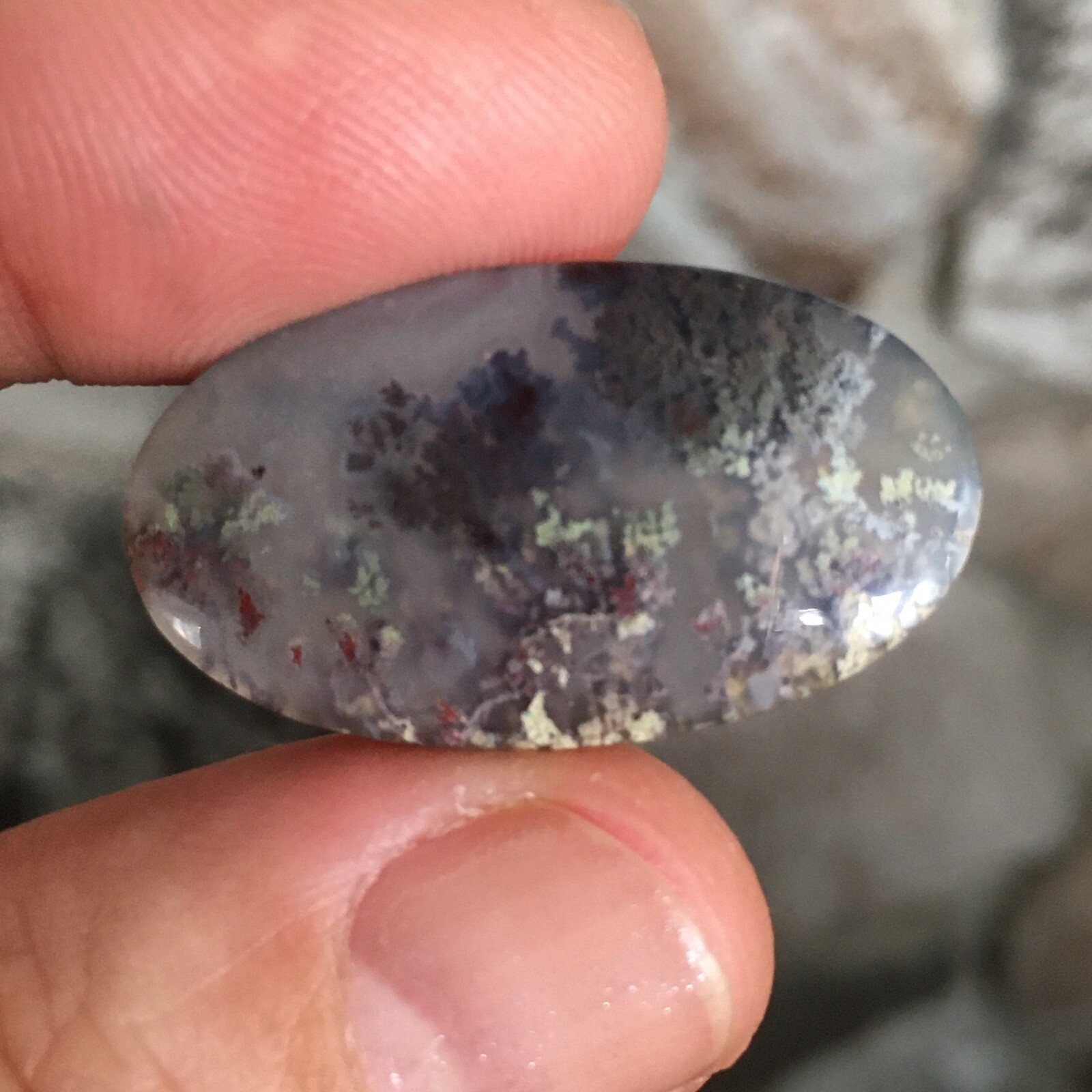 28.5x16x4.9mm Fine Garden Moss Agate Oval Cabochon Loose Picture Stone