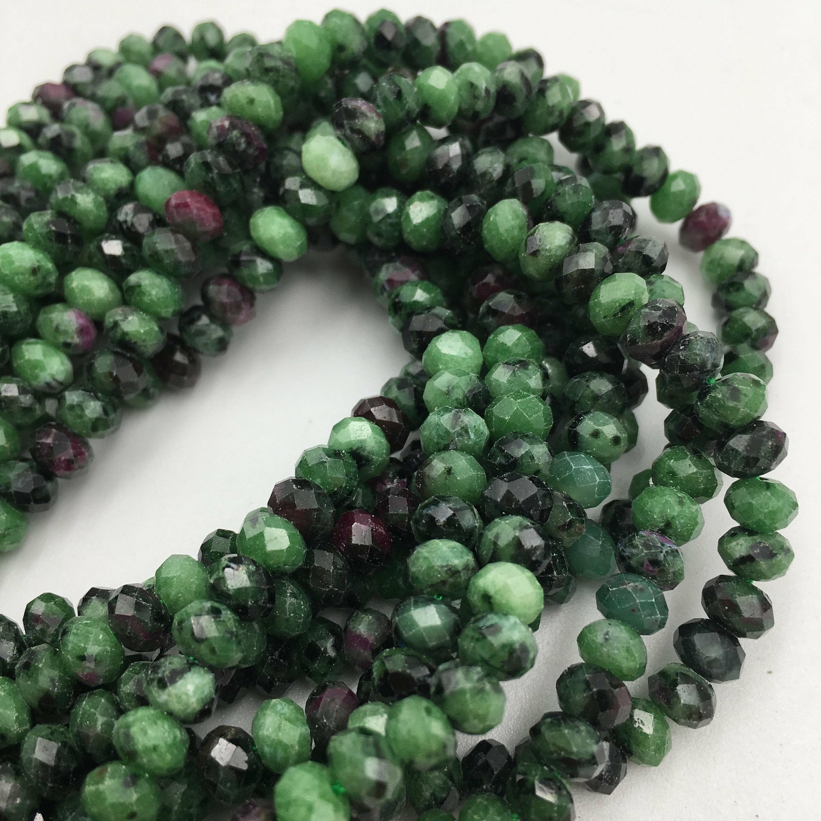 Natural Ruby Zoisite Faceted Rondelle Beads 2x3mm 4x6mm 5x8mm 6x10mm 15.5″ Strd