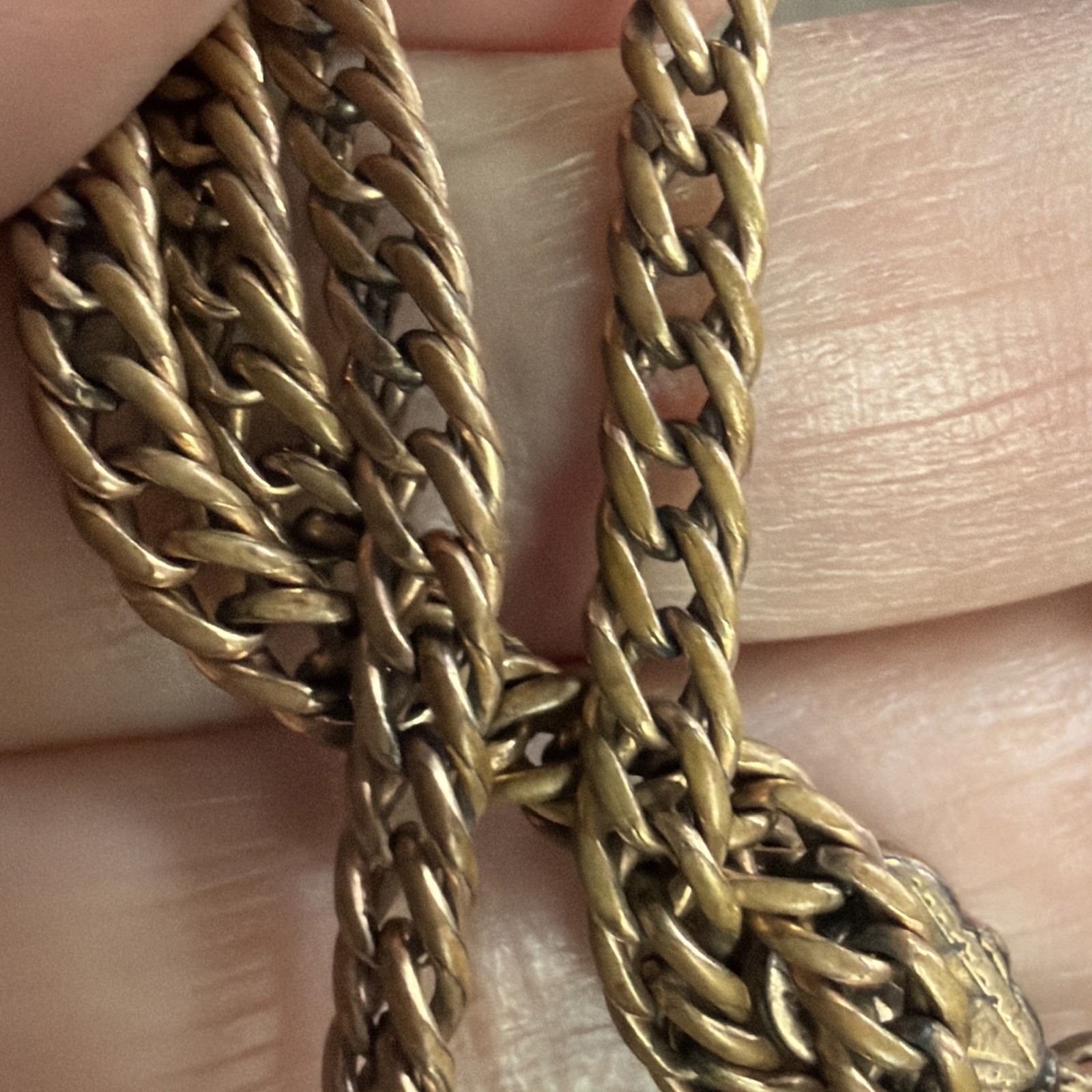 Victorian 23g Watch Chain 13” Gold Filled H.B. Co Gold Fill Purple Crystal Fob