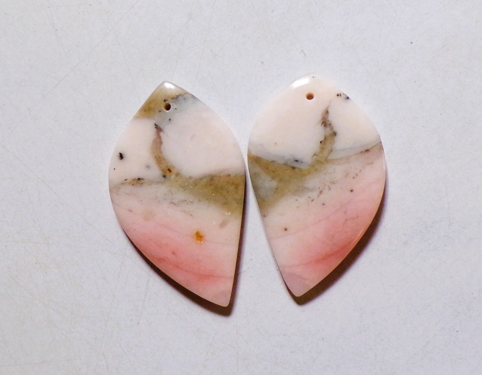 47.20 Cts Natural Pink Opal Drilled Cabochon Match Pair Gemstone 38X22.5MM 40