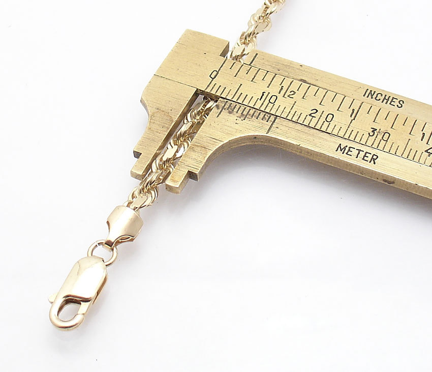4.5mm Diamond Cut Rope Chain Necklace Extender Real Solid 14K Yellow Gold