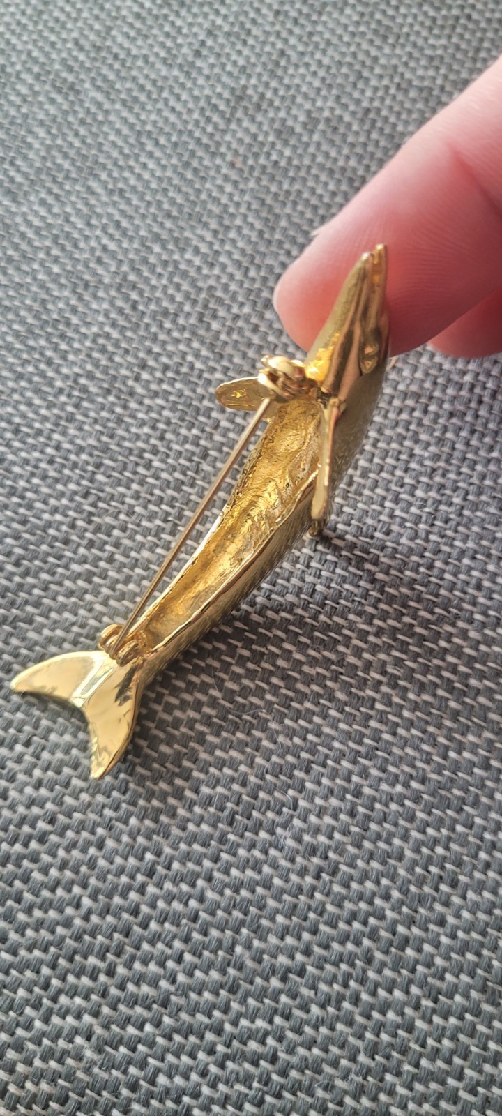 Gold Tone Dolphin Brooch Pendant