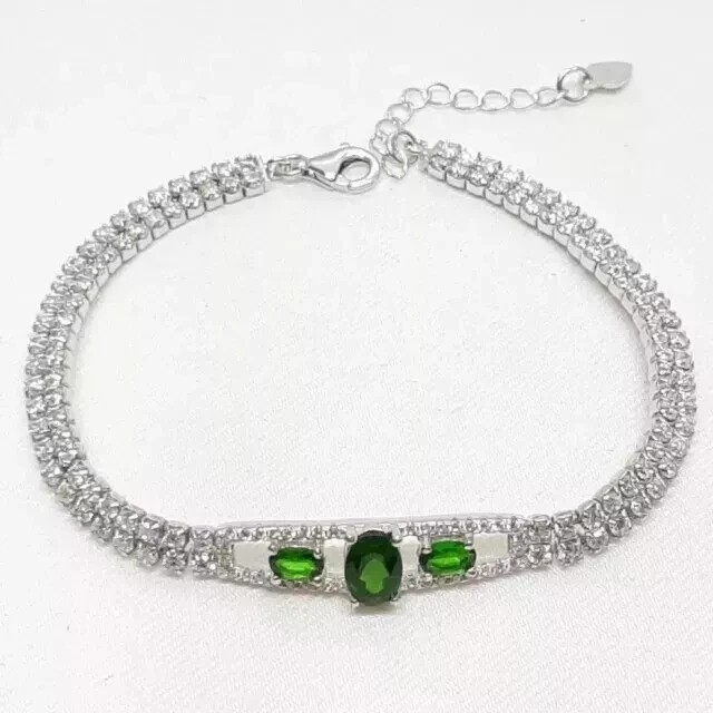 8 CT oval cut Lab-Created Diamond Tennis Bracelet 14K White Gold Plated