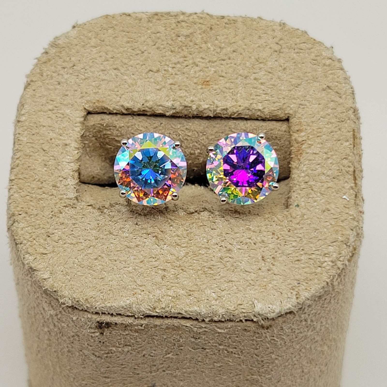 JTV Bella Luce Aurora Borealis Collection Sterling Silver Solitaire Earrings