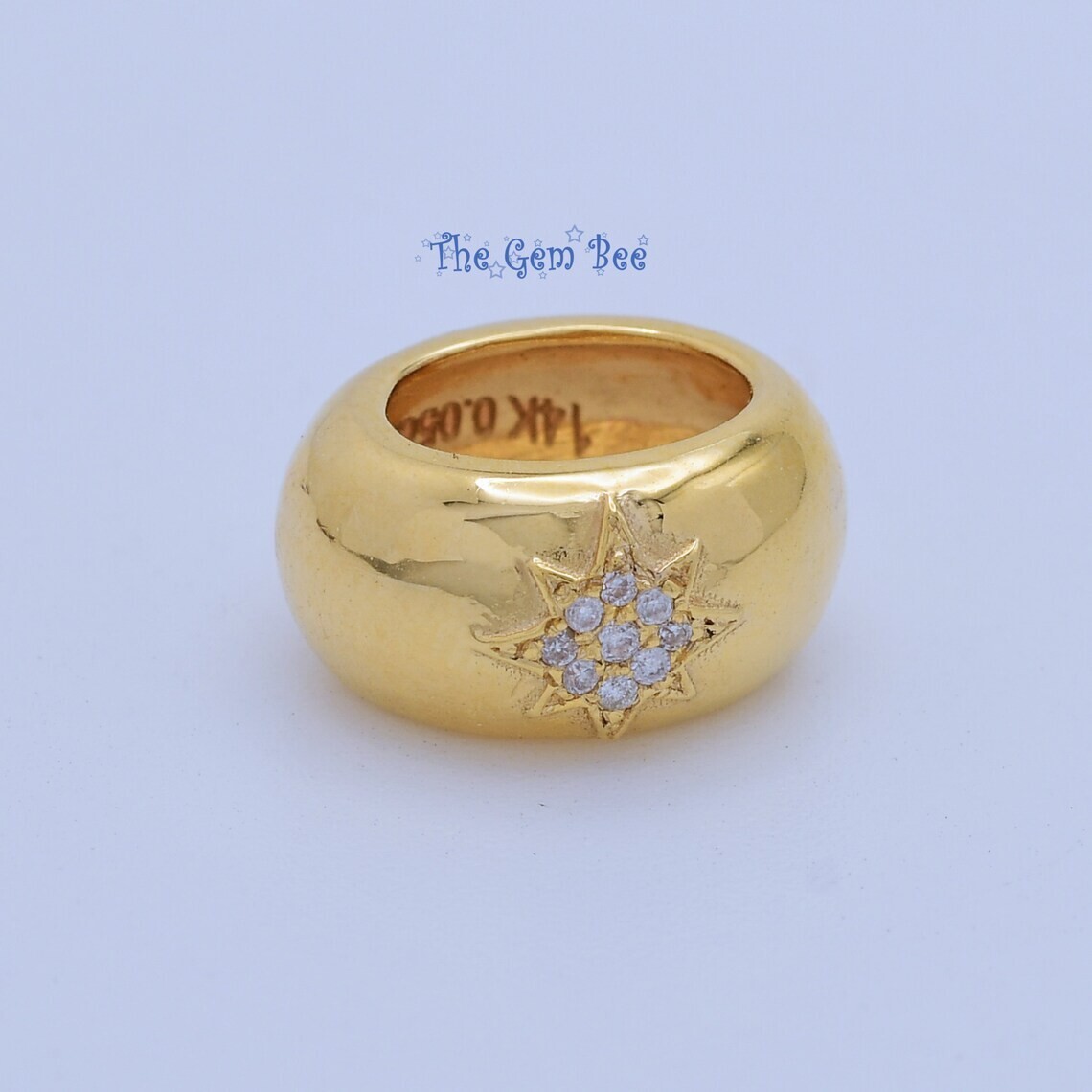 12.3mm 14k Solid Yellow Gold Starburst Star Diamond Accent Bead Pendant Charm