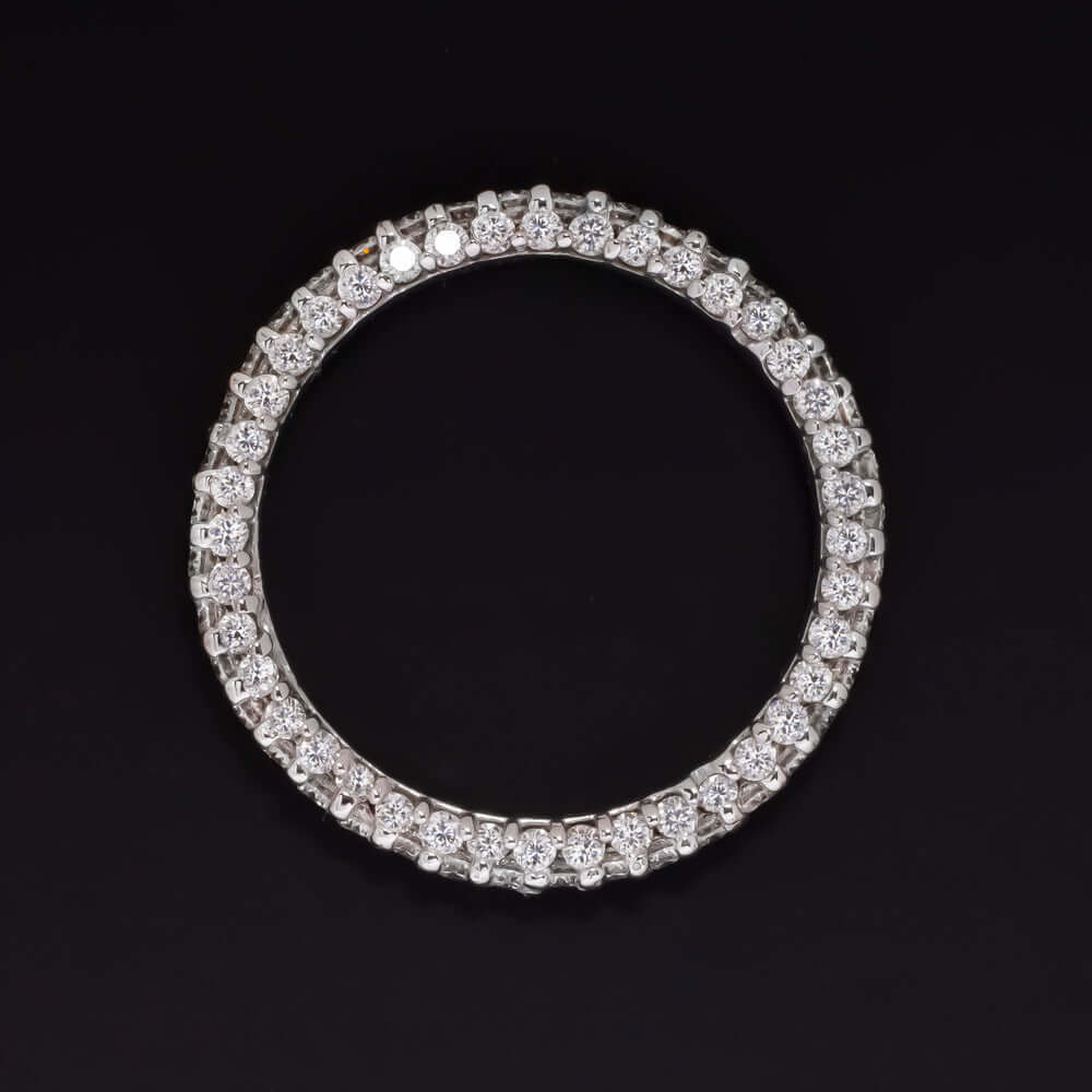 1.4ct VERY GOOD CUT DIAMOND WEDDING BAND THREE SIDED ETERNITY RING ROUND NATURAL