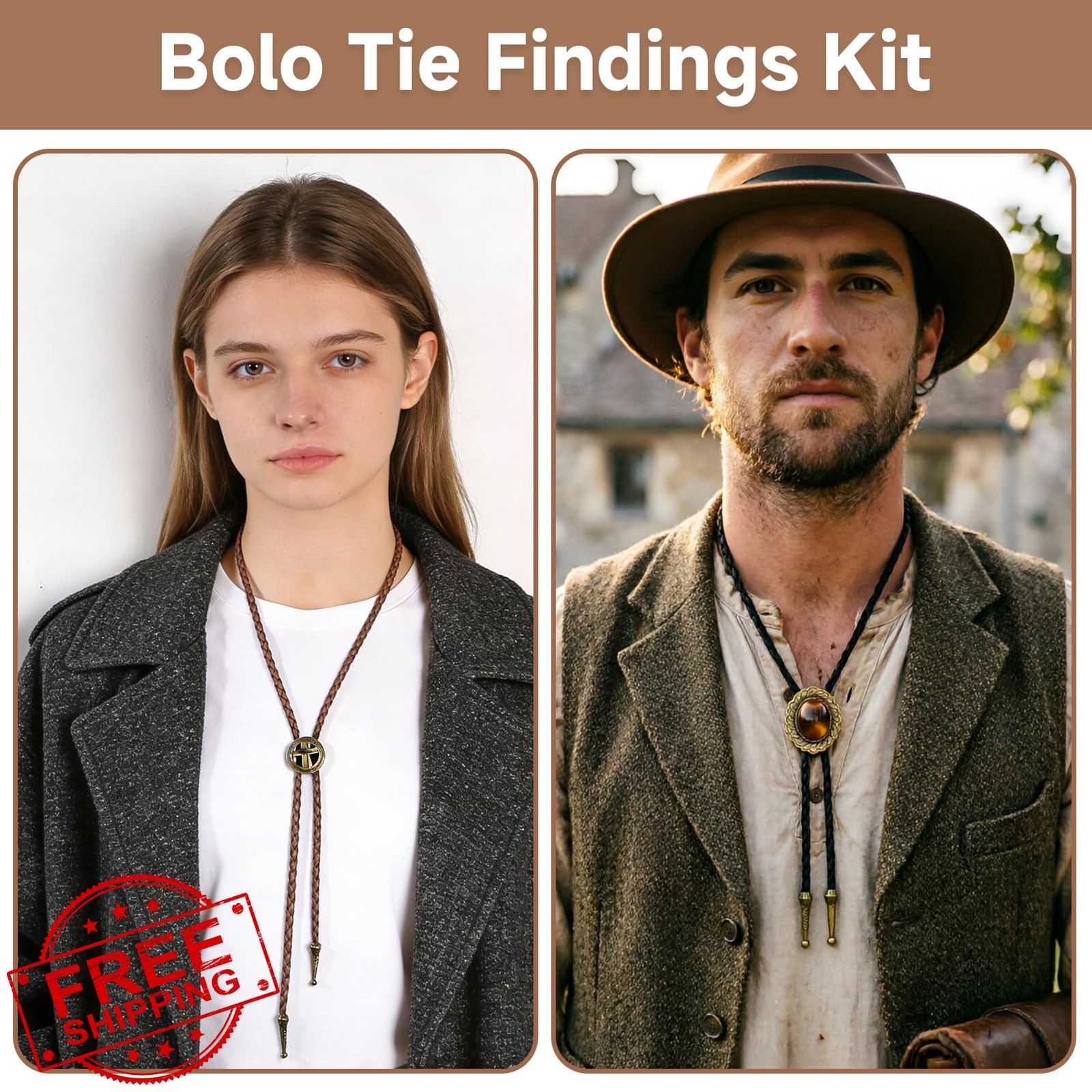 RJLCTH 3 Sets Bolo Tie Making Kit