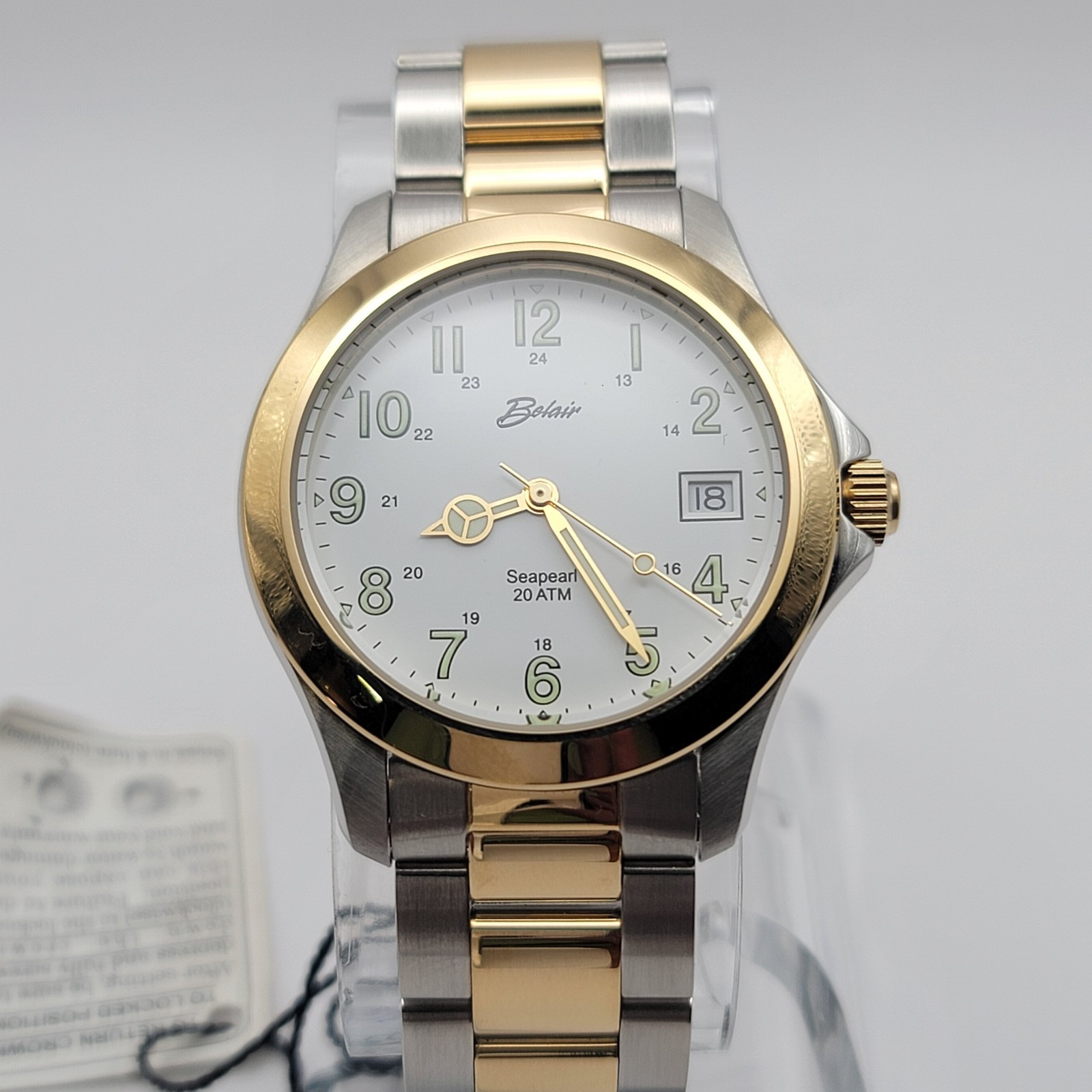 Belair Seapearl 20 ATM Two Tone Swiss Quartz Mens Watch Ref 715 Box & Papers