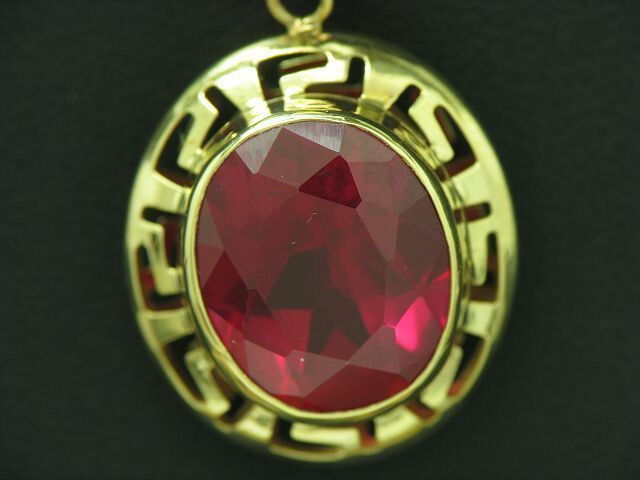 Yellow gold ruby pendant/14kt 585 gold/5.20ct synth. Ruby / 2.1g