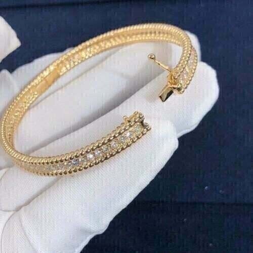 Bangle Bracelet 6Ct Round Lab Created Diamond 14K Yellow Gold Plated Silver 7.5″