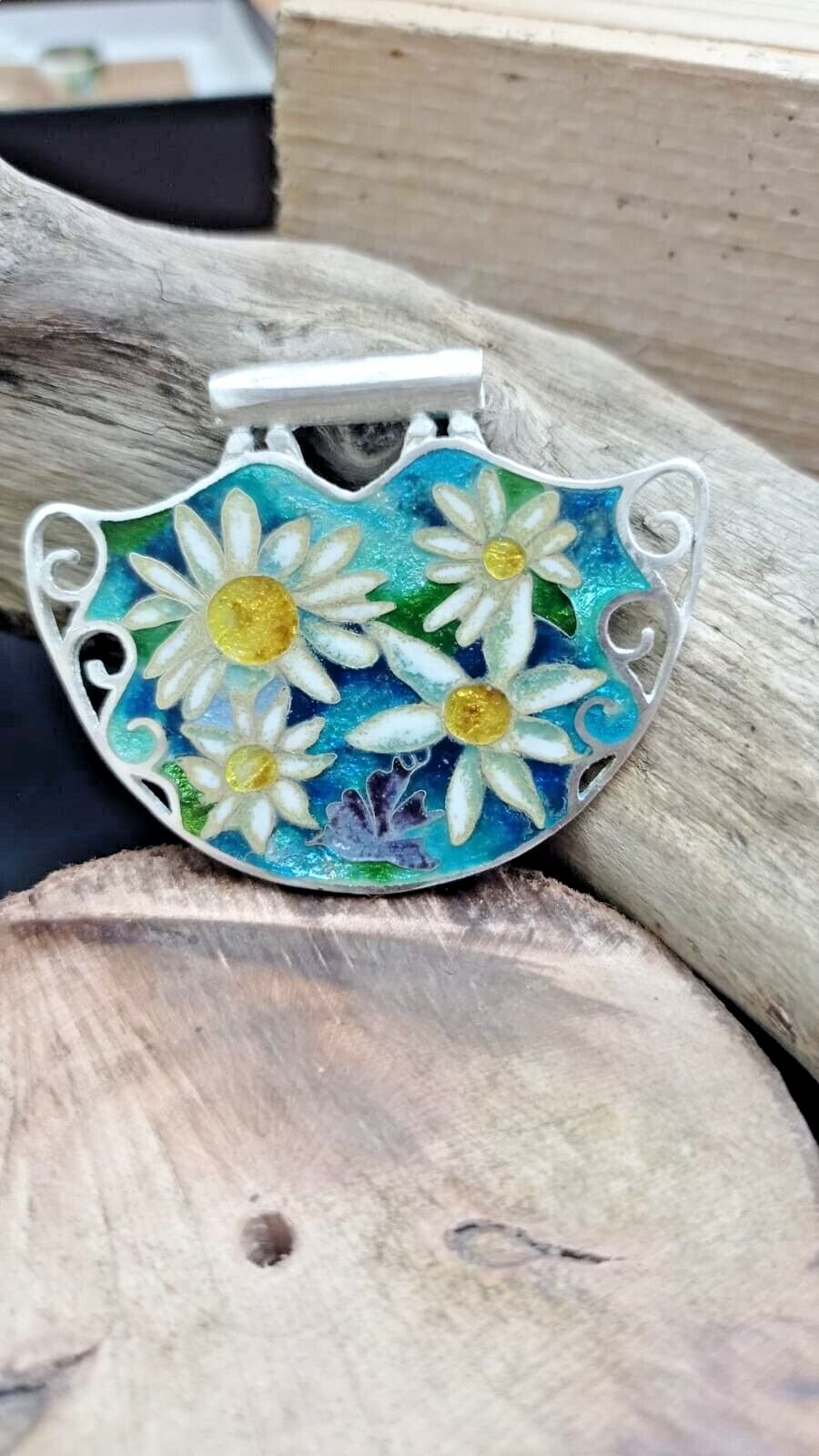 Sterling Silver handmade minankari – cloisonne enamel- Flowers