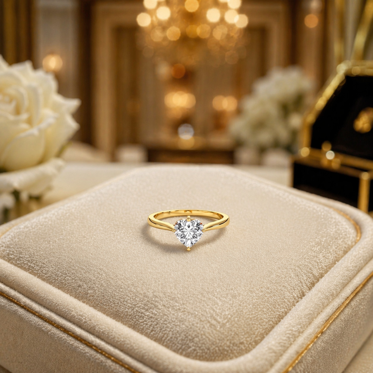 1.00 CT Heart Lab Grown Diamond Solitaire Engagement Ring in 10K Gold for Women