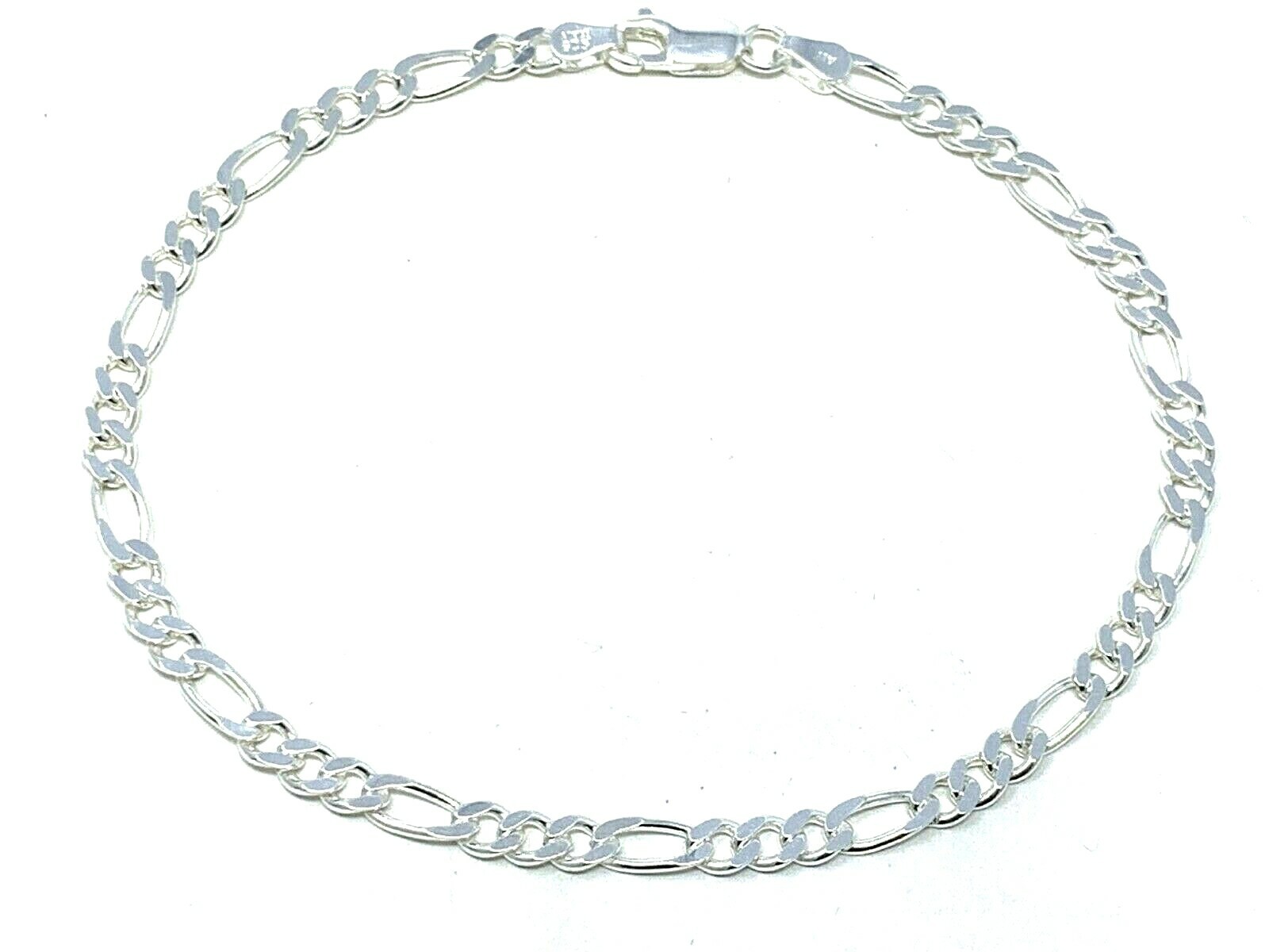 Italian 925 Sterling Silver Figaro Chain Bracelet or Anklet 4mm 7″-10″