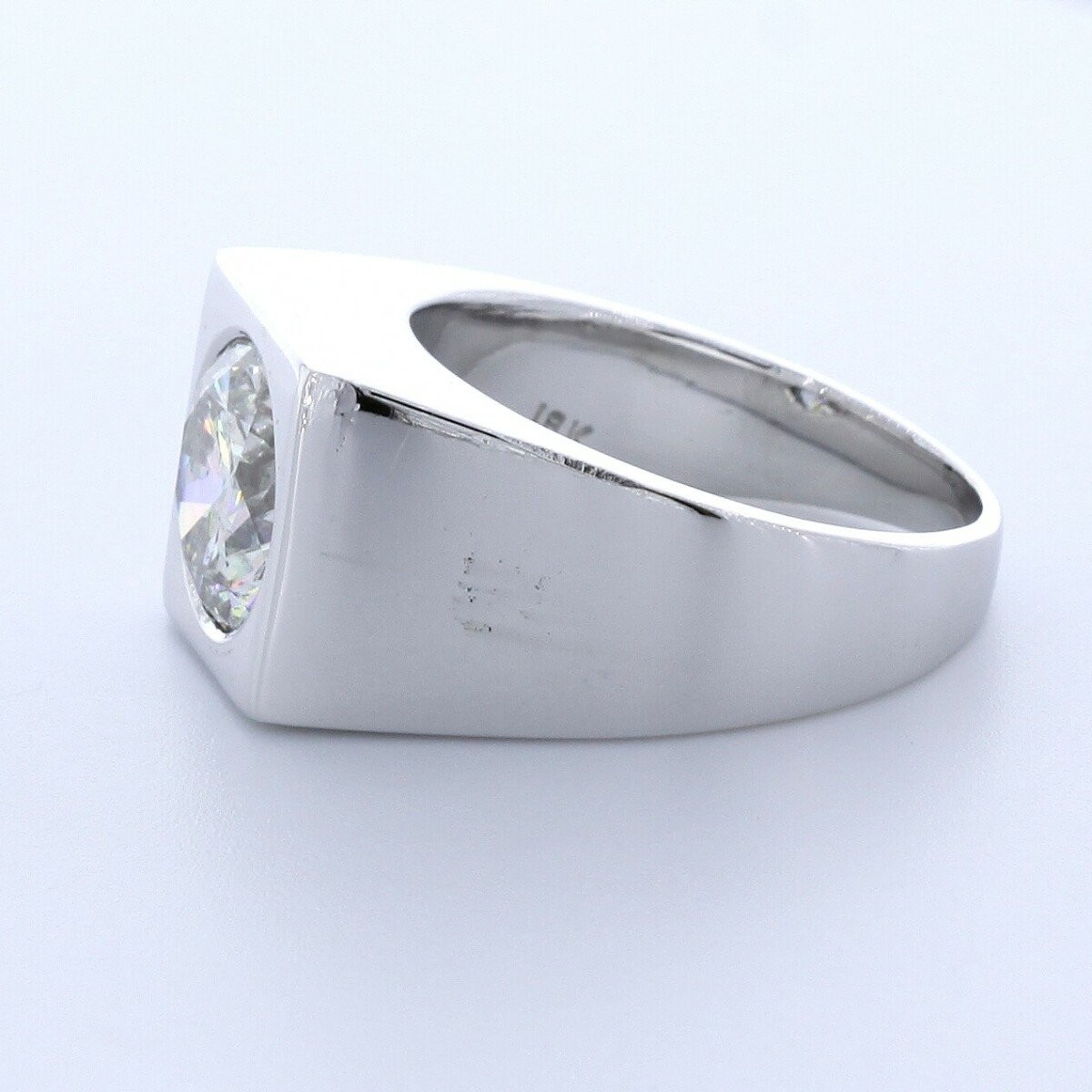 4ct Natural Diamond H/SI2 Very Good Cut Round Brilliant 18K White Gold Bezel Set