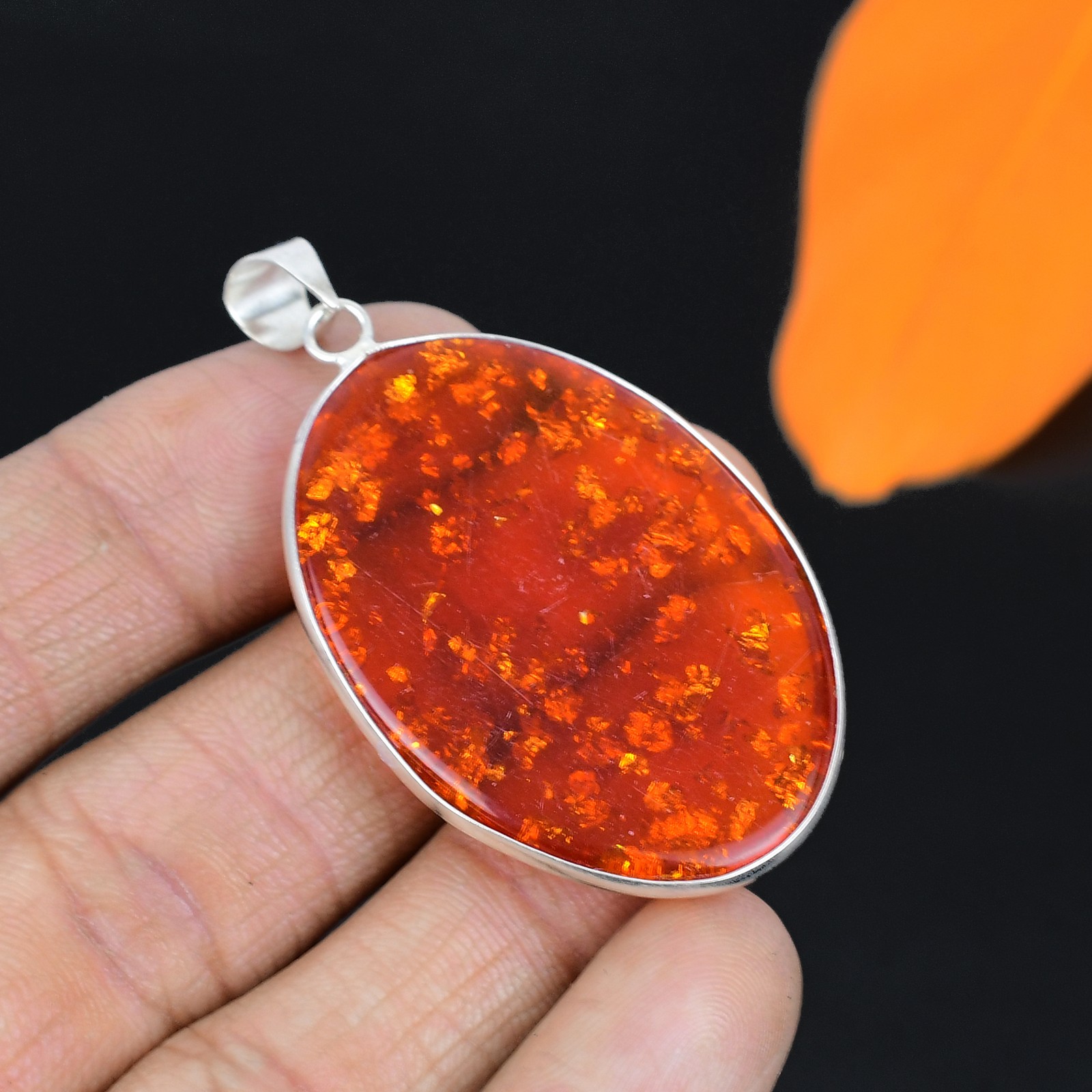 Baltic Amber Gemstone Handmade 925 Sterling Silver Jewelry Pendant Gifts