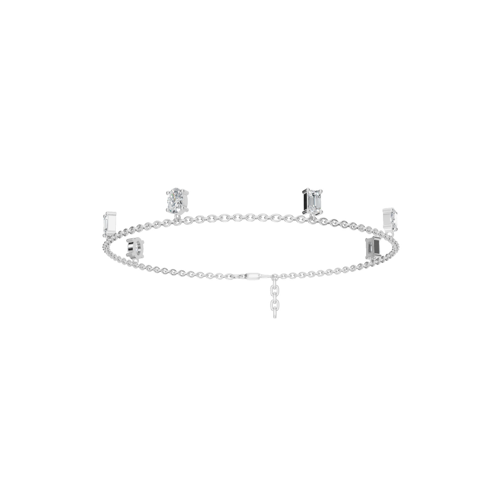 Minimalist Celestial Drops Emerald Oval Lab Grown Diamond Charm Bracelet
