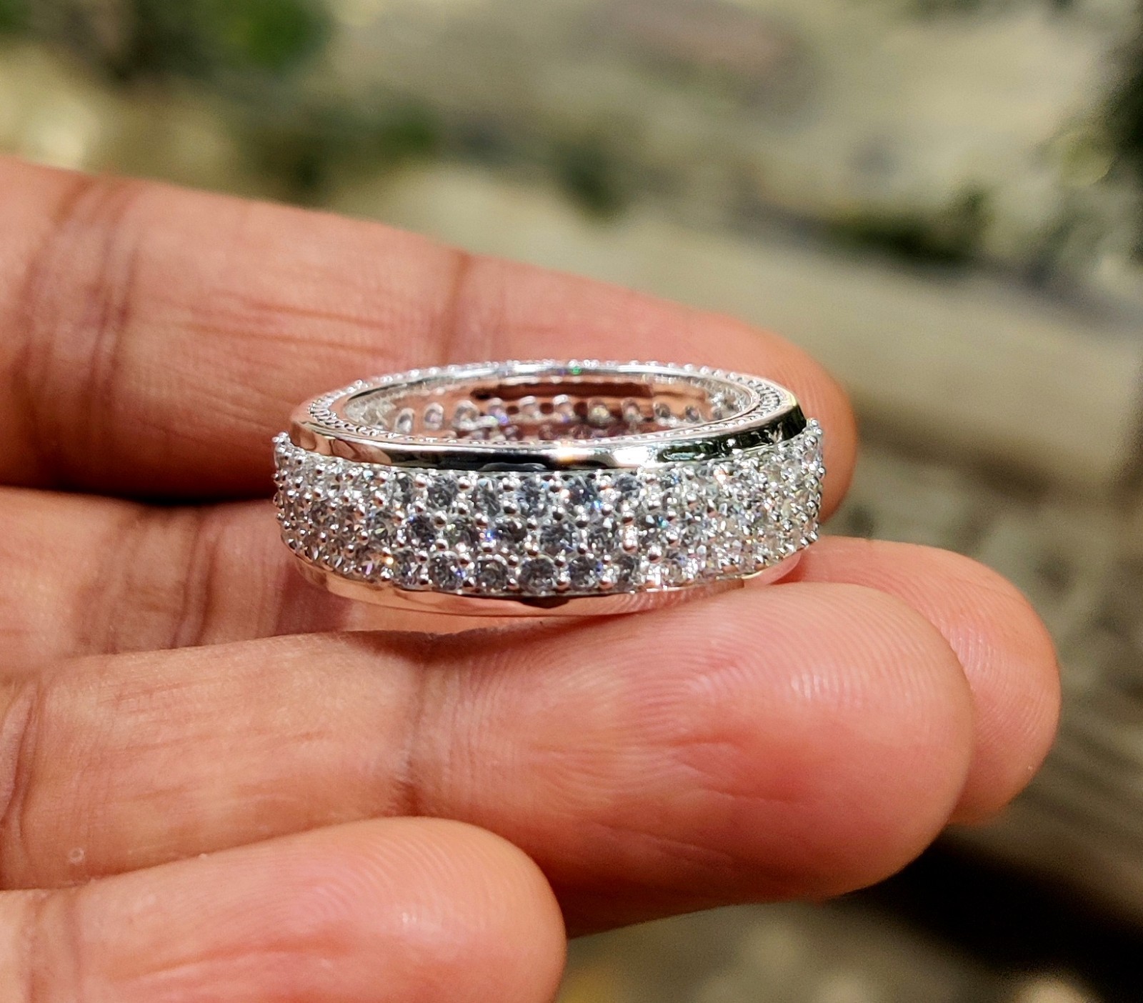 2Ct Round Lab-Created Diamond Cluster Wedding Band Ring 14K White Gold Plated
