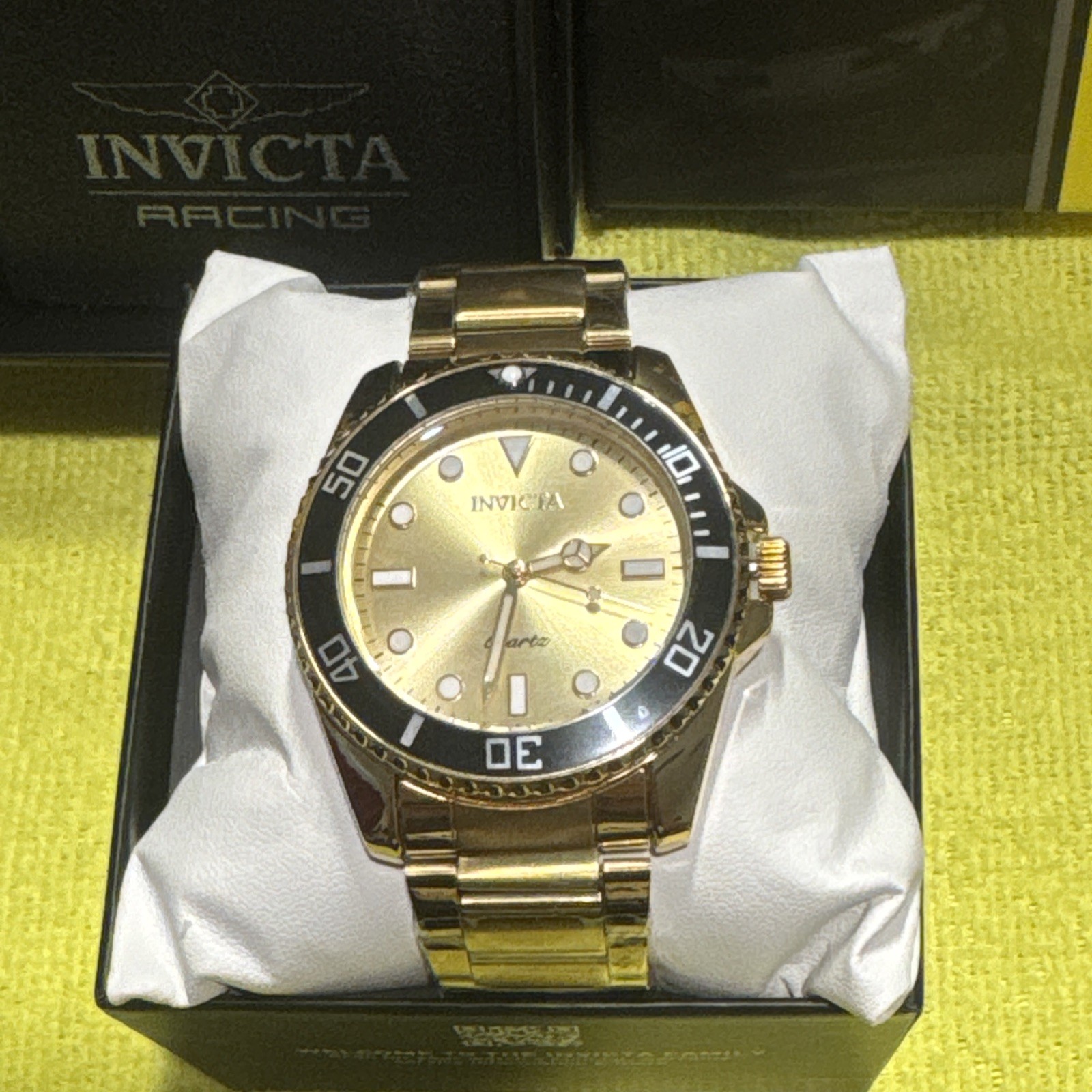 Invicta 42mm Vitreos Pro Diver Gold Tone Watch With Flame Fusion Crystal (69396)