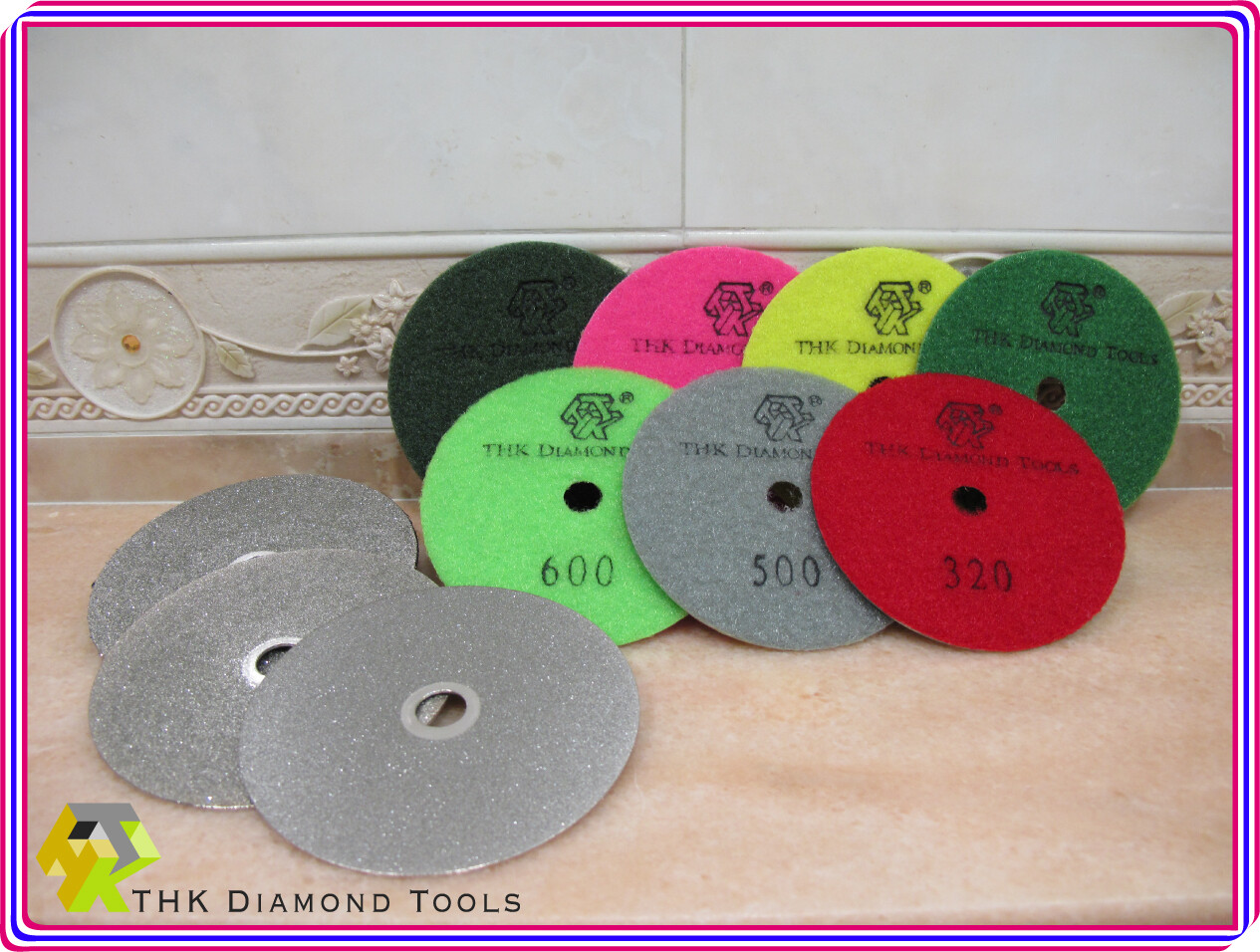 100mm 4 inch THK Diamond Lapidary faceting grind flat lap hook loop Grit 60-3000
