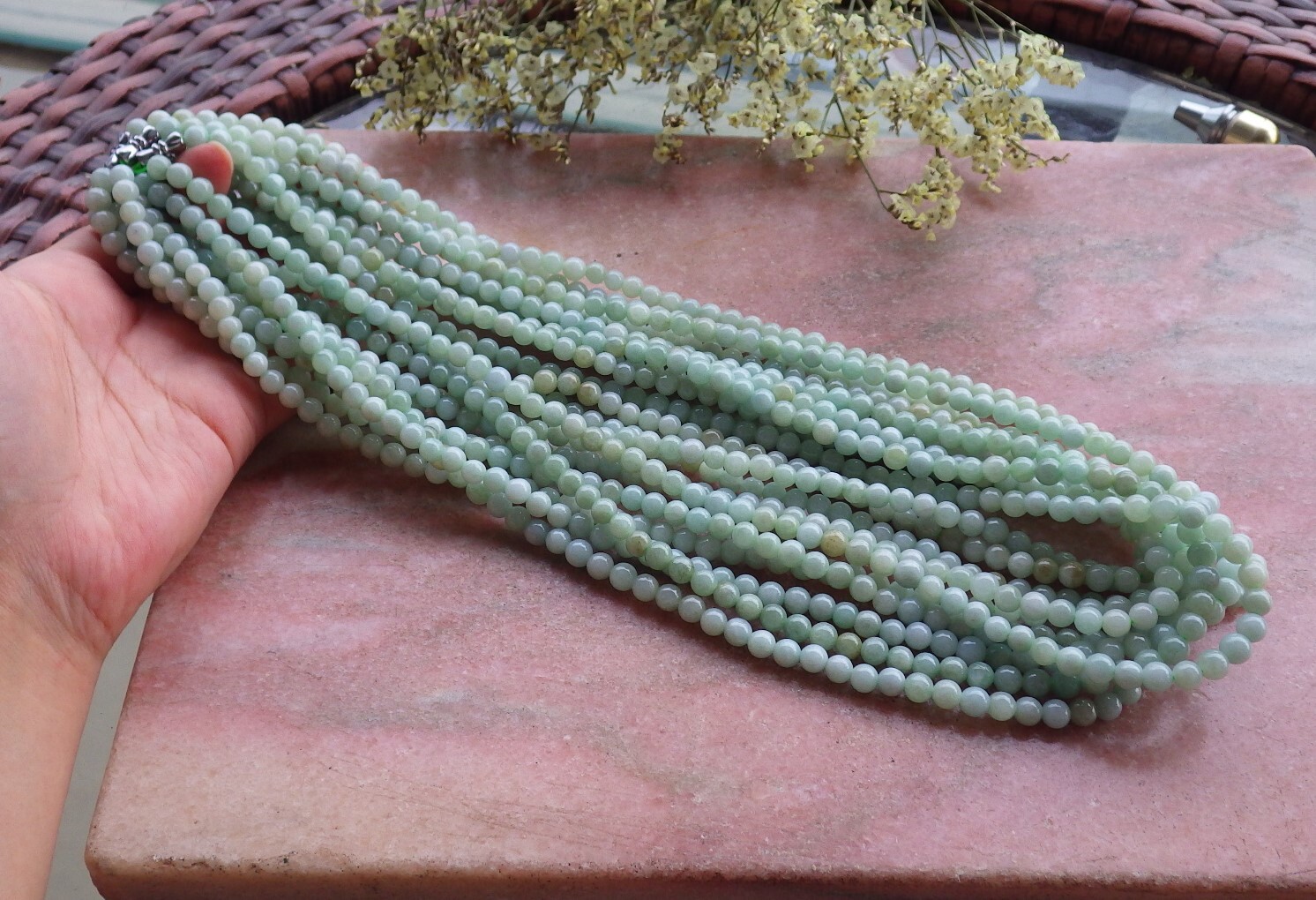 1 Pc Green Yellow 100% A JADE JADEITE Bead Beads Necklace 22 inches 5mm 292724