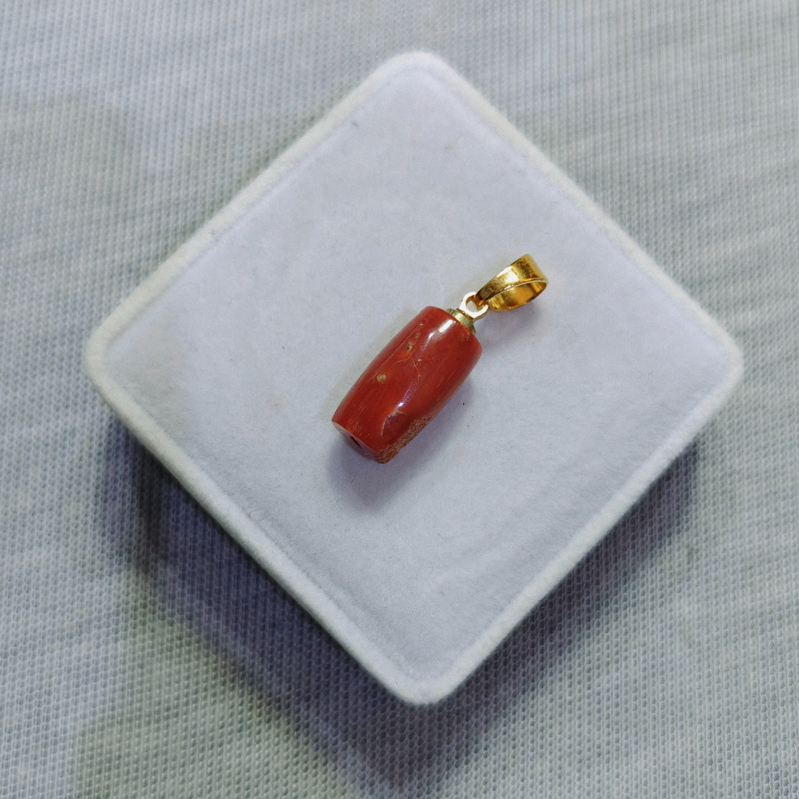 Natural Italian Red Coral Brass Pendant Sea Coral Gemstone Handmade Jewelry Gift