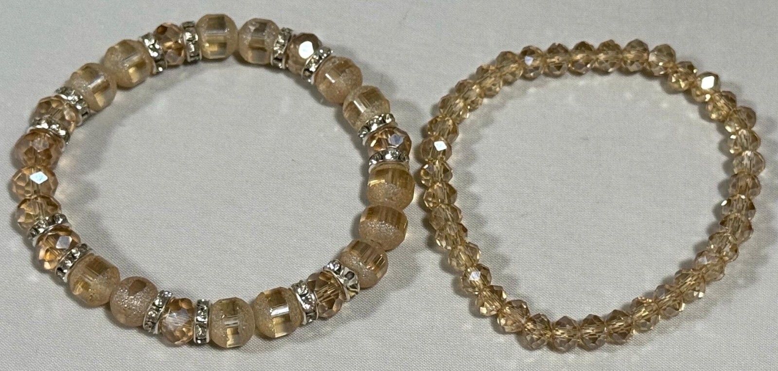 A PAIR of 2 NEW STRETCH BRACELETS IRIDESCENT BEADS FREE USA SHIPPING