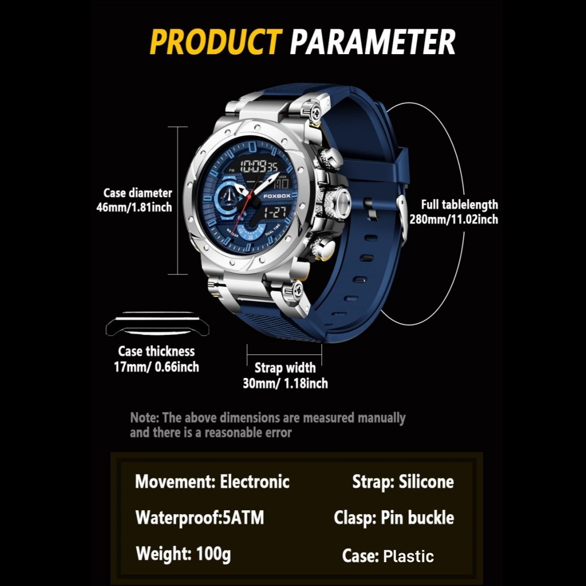 Luxury Men’s Watch Quartz Diver Sport Digital Luminous 50m Waterproof Wristwatch