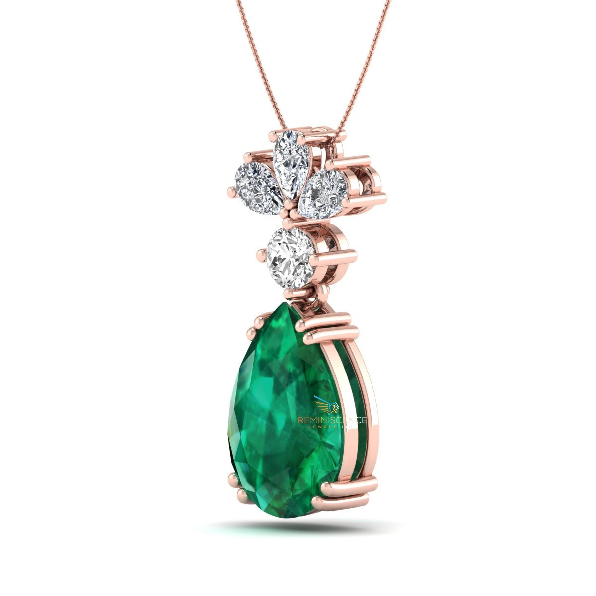 Pear Cut Lab Grown Diamond 14K White Gold Stylish Teardrop Women’s Necklace