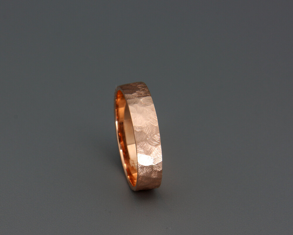 14K Rose Gold Rough Faceted Textured Men Wedding Band | 3mm 4mm 5mm 6mm 7mm 8mm