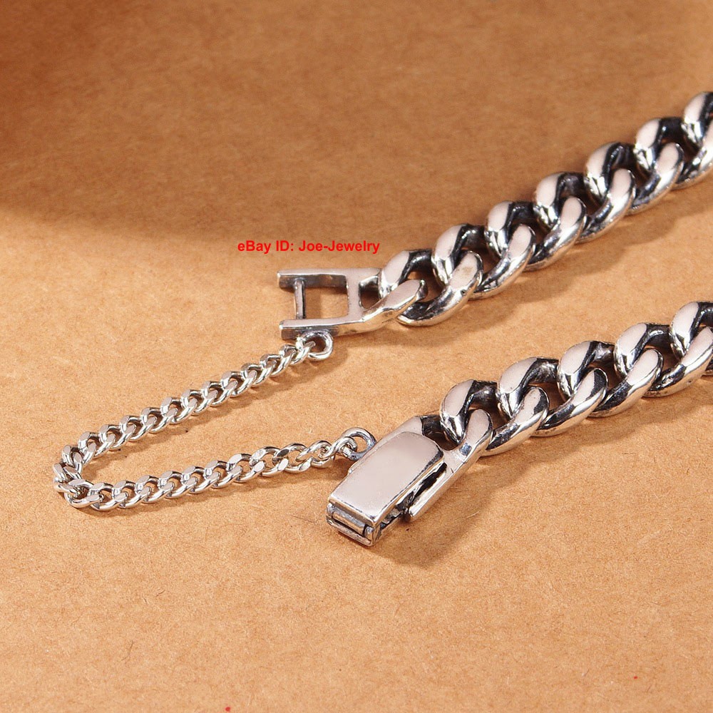 Real 925 Sterling Silver 8mm Curb Link Men’s Bracelet 6.7-8.26inch 23-34g