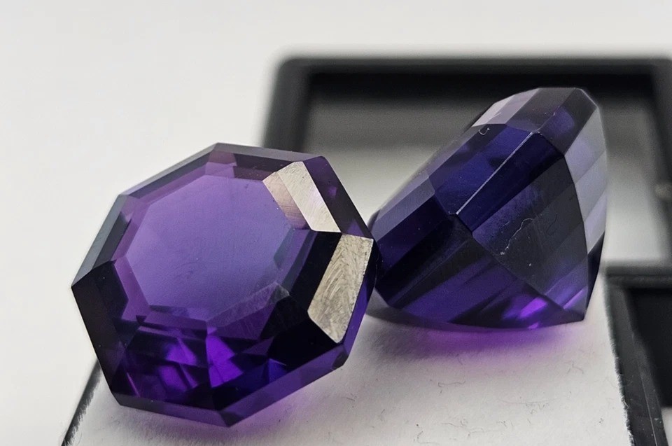 Fancy Cut Natural Amethyst Purple 27.10 Ct Pair Stone For Earring Making