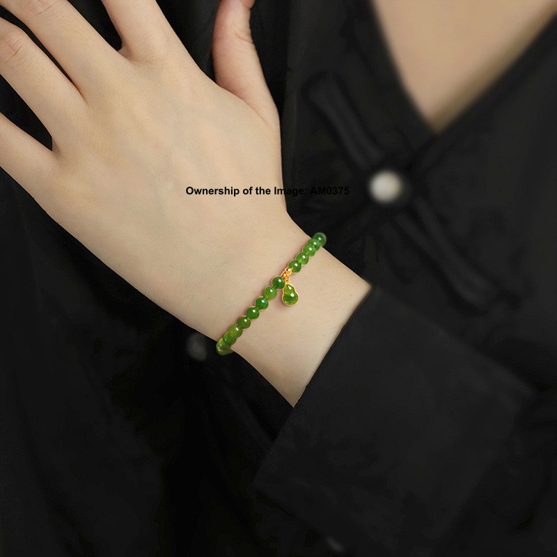 Natural Grade A Jade 6mm Green Jade Bead Stretch Bracelet Women’s Bracelet