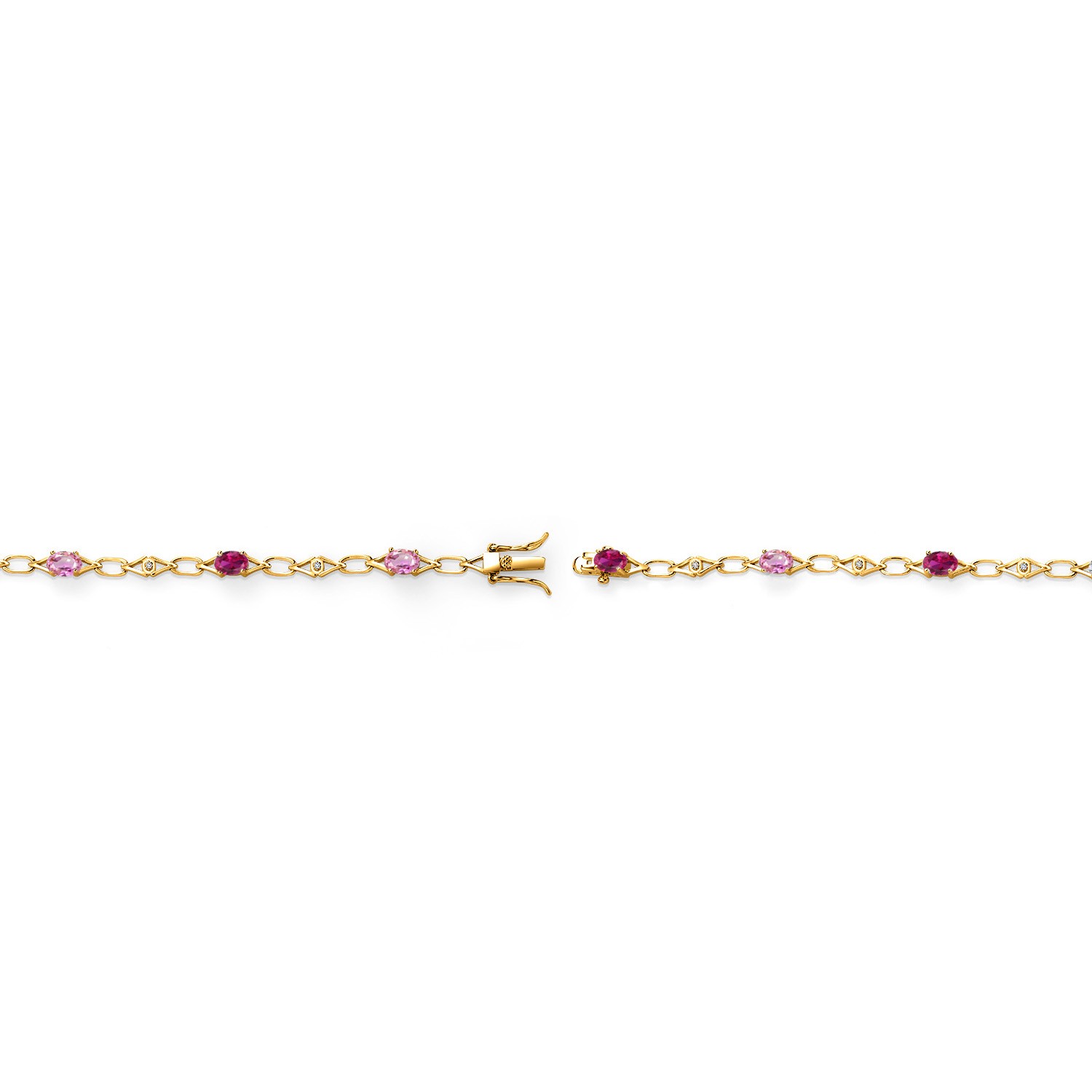 3.34 Ct Created Ruby Pink Sapphire 18K Yellow Gold Plated Silver Lab Grown