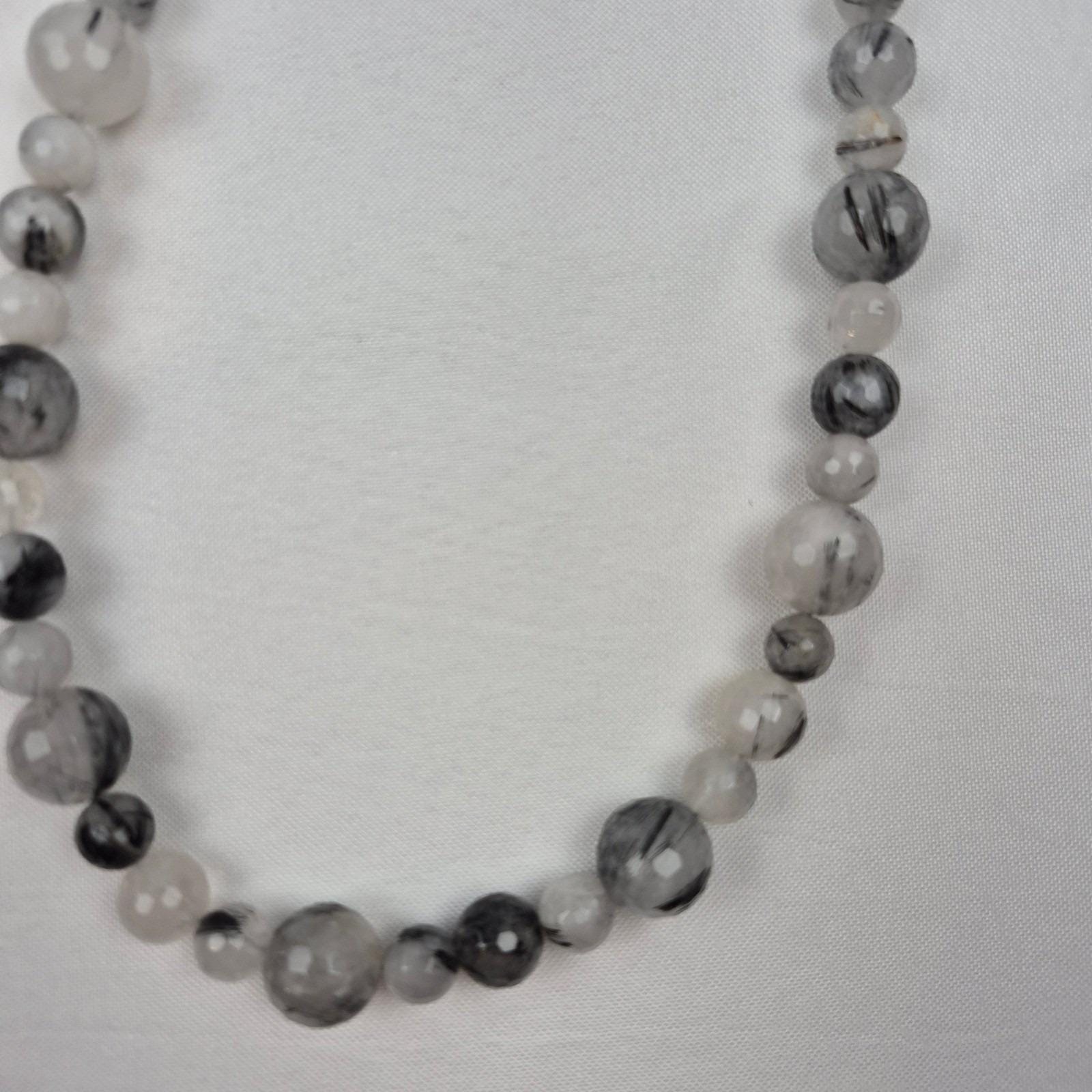 DTR Jay King Beaded Necklace Women 36″ Gray White Black Gemstone Long Strand 925