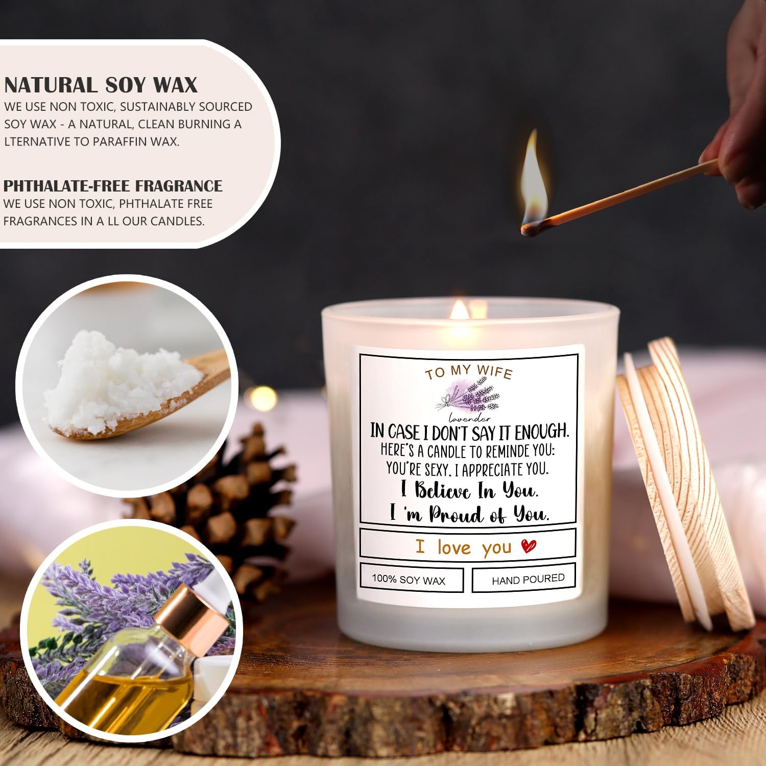 Romantic Candle Gift for Wife Valentine’s Day Anniversary Birthday Gift