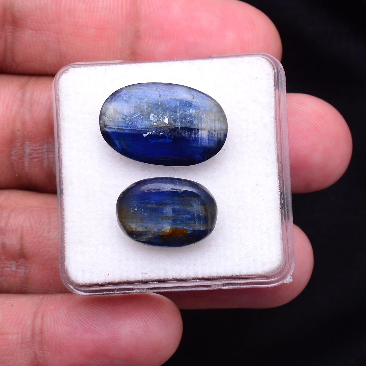 2 Pcs Natural Blue Kyanite Top Grade 15-19mm Oval Cabochon Untreated Gemstones
